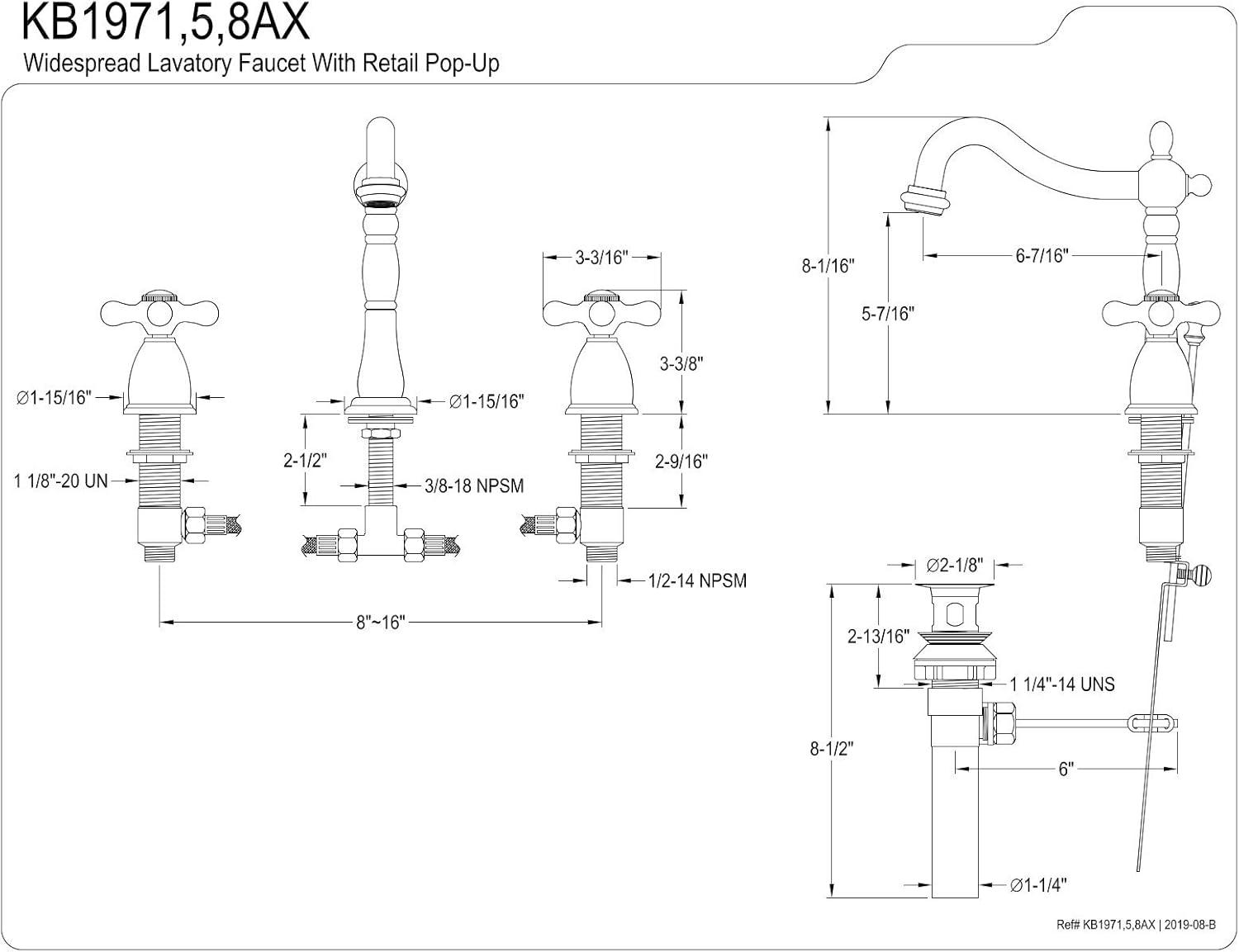 Heritage Widespread Bathroom Faucet with Drain Assembly