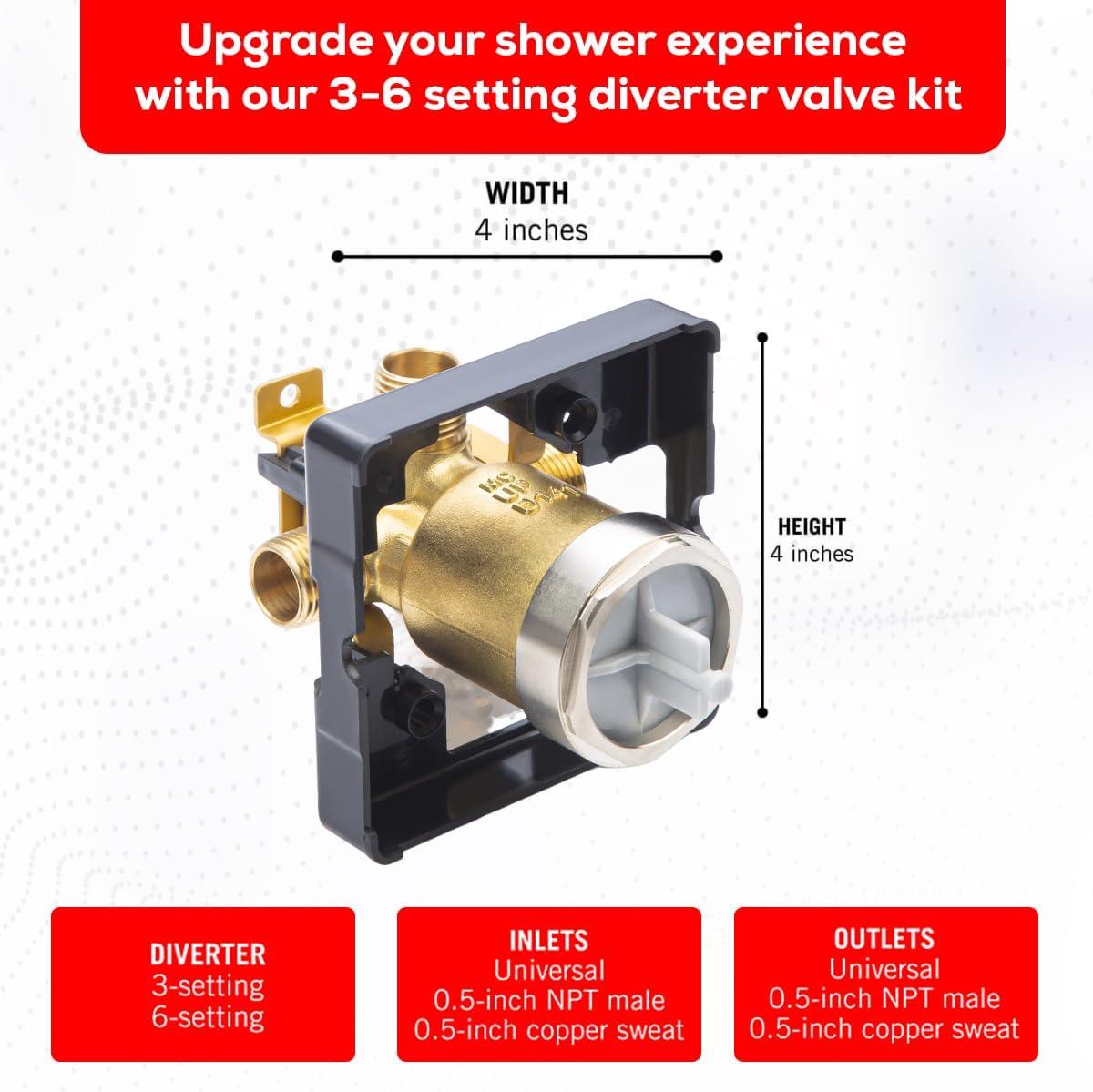 R10000 UNBXHF Shower Valve Body, for Shower Faucet Decoration Kit, Bathroom Concealed Valve Diverter