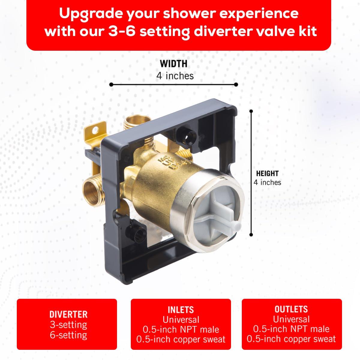R10000 UNBXHF Shower Valve Body, for Shower Faucet Decoration Kit, Bathroom Concealed Valve Diverter