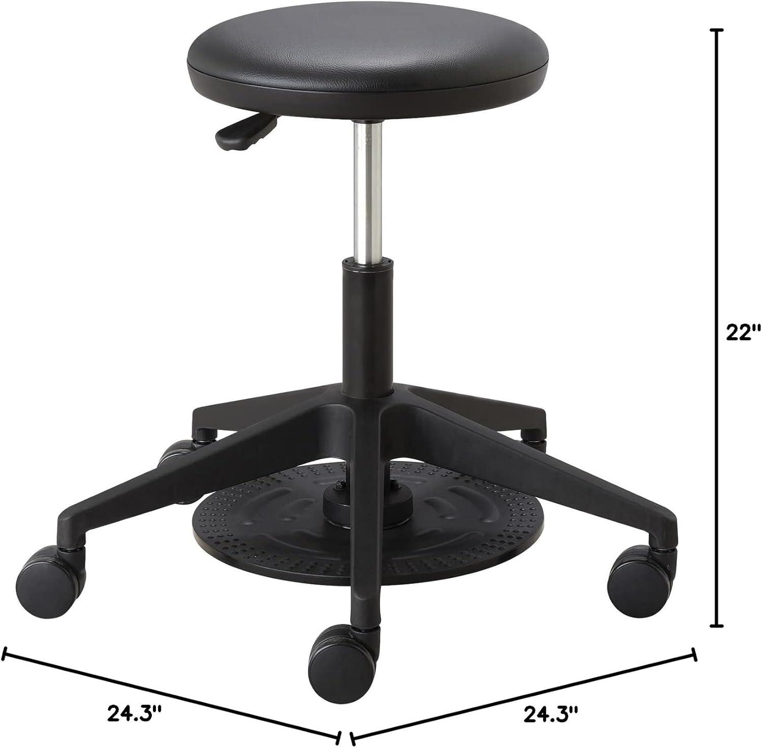 Adjustable Black Vinyl Backless Swivel Lab Stool