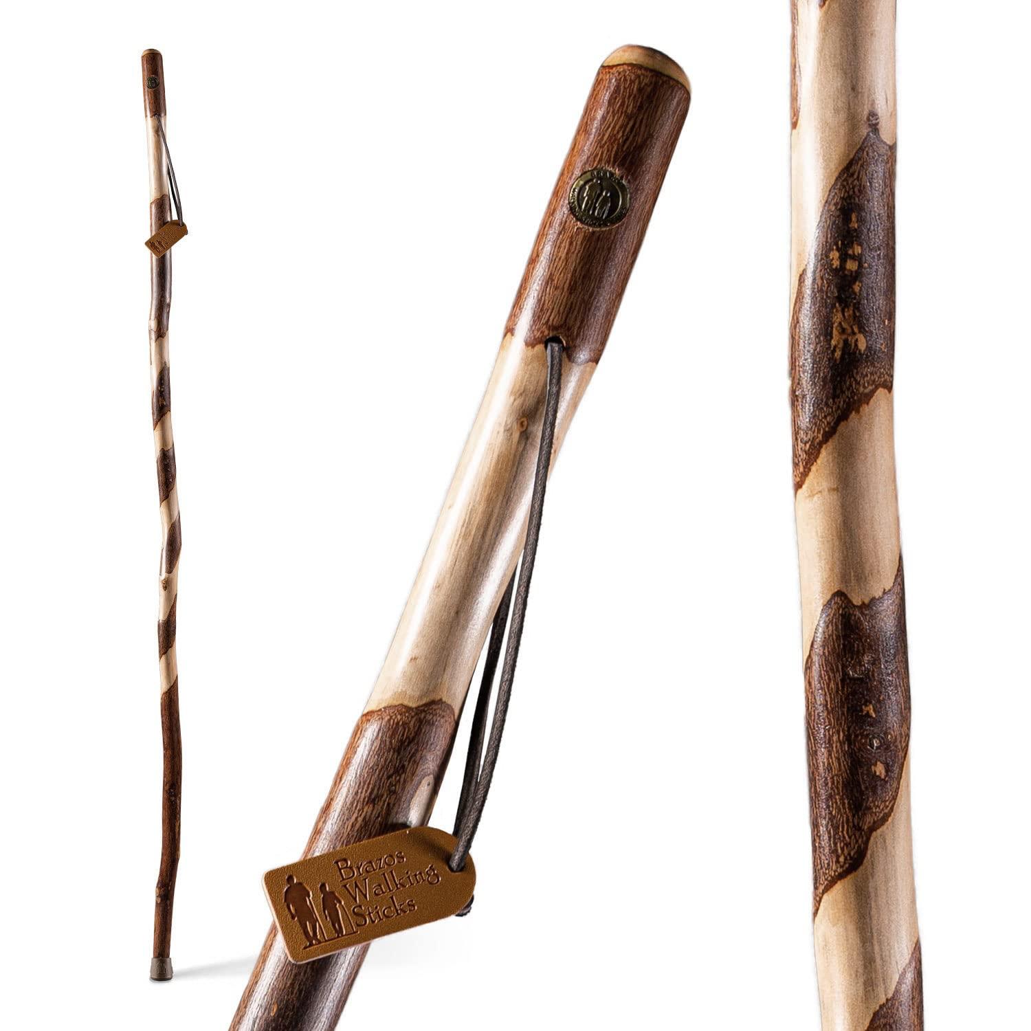 Brazos Twisted Sassafras Wood T-Handle Cane 37 Inch Height