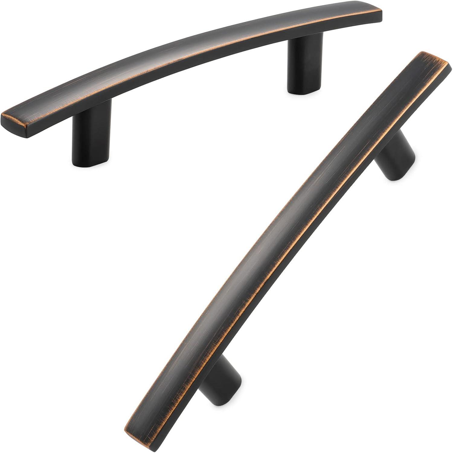 Oil Rubbed Bronze Curved Bar Cabinet Pulls with Mounting Hardware