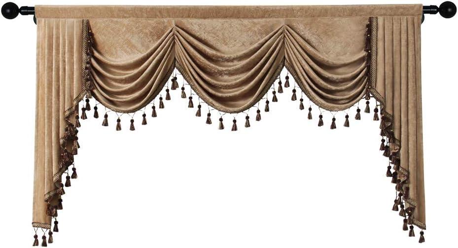 Gold Chenille Waterfall Valance with Rod Pocket