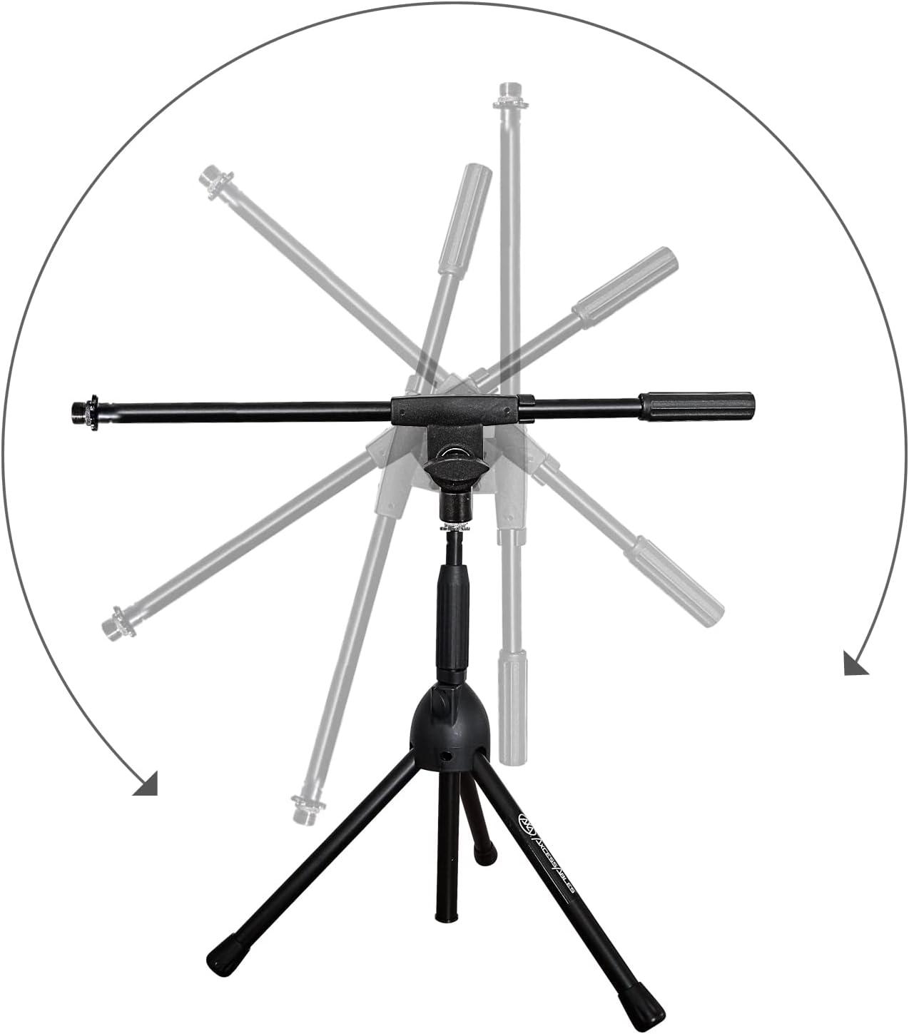 AxcessAbles Short Microphone Stand with Boom Arm | Low Profile Mic Tripod Stand for Kick Drums | Guitar Amp Stand | Low-Pro Mike Stand (MS-101L)