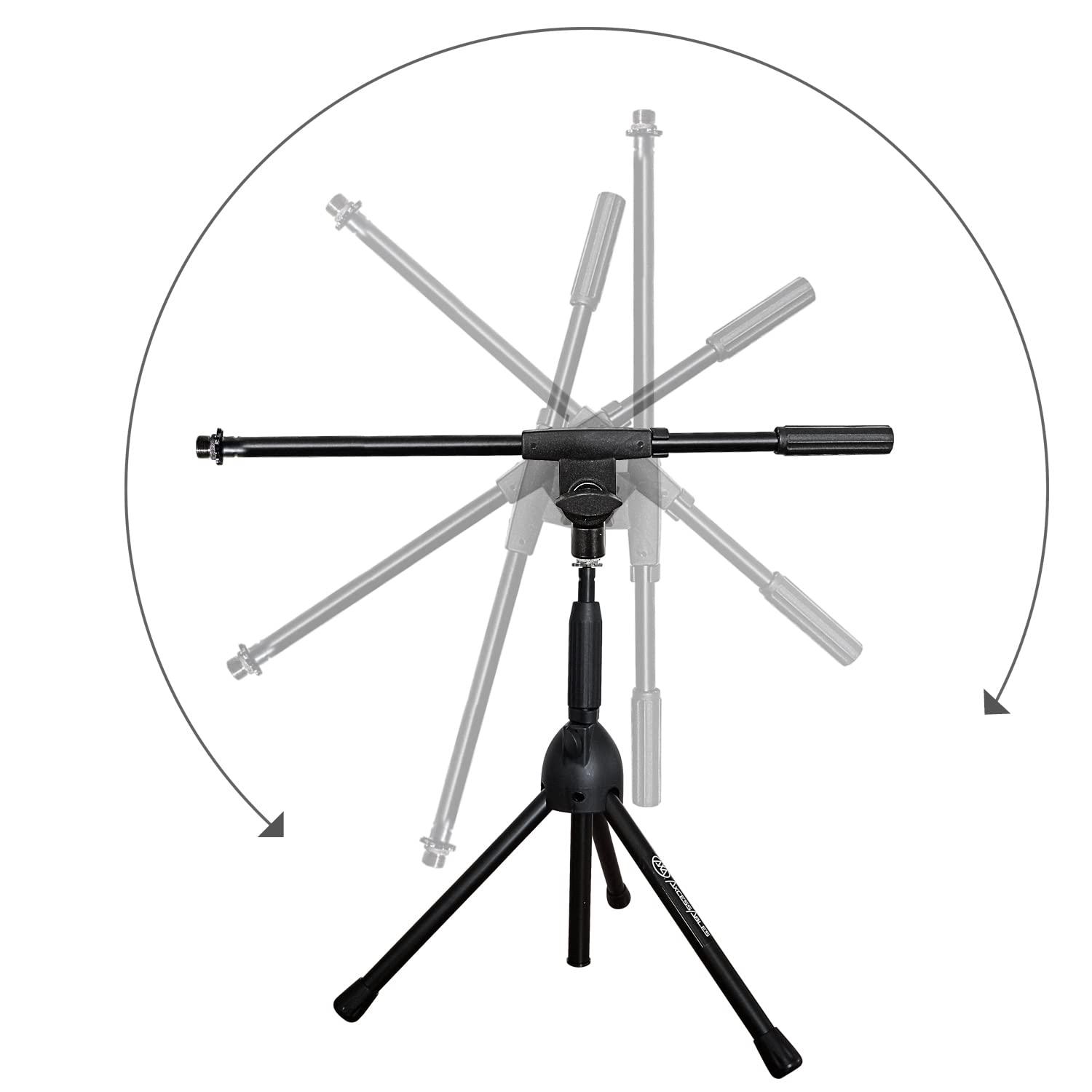 AxcessAbles Short Microphone Stand with Boom Arm | Low Profile Mic Tripod Stand for Kick Drums | Guitar Amp Stand | Low-Pro Mike Stand (MS-101L)