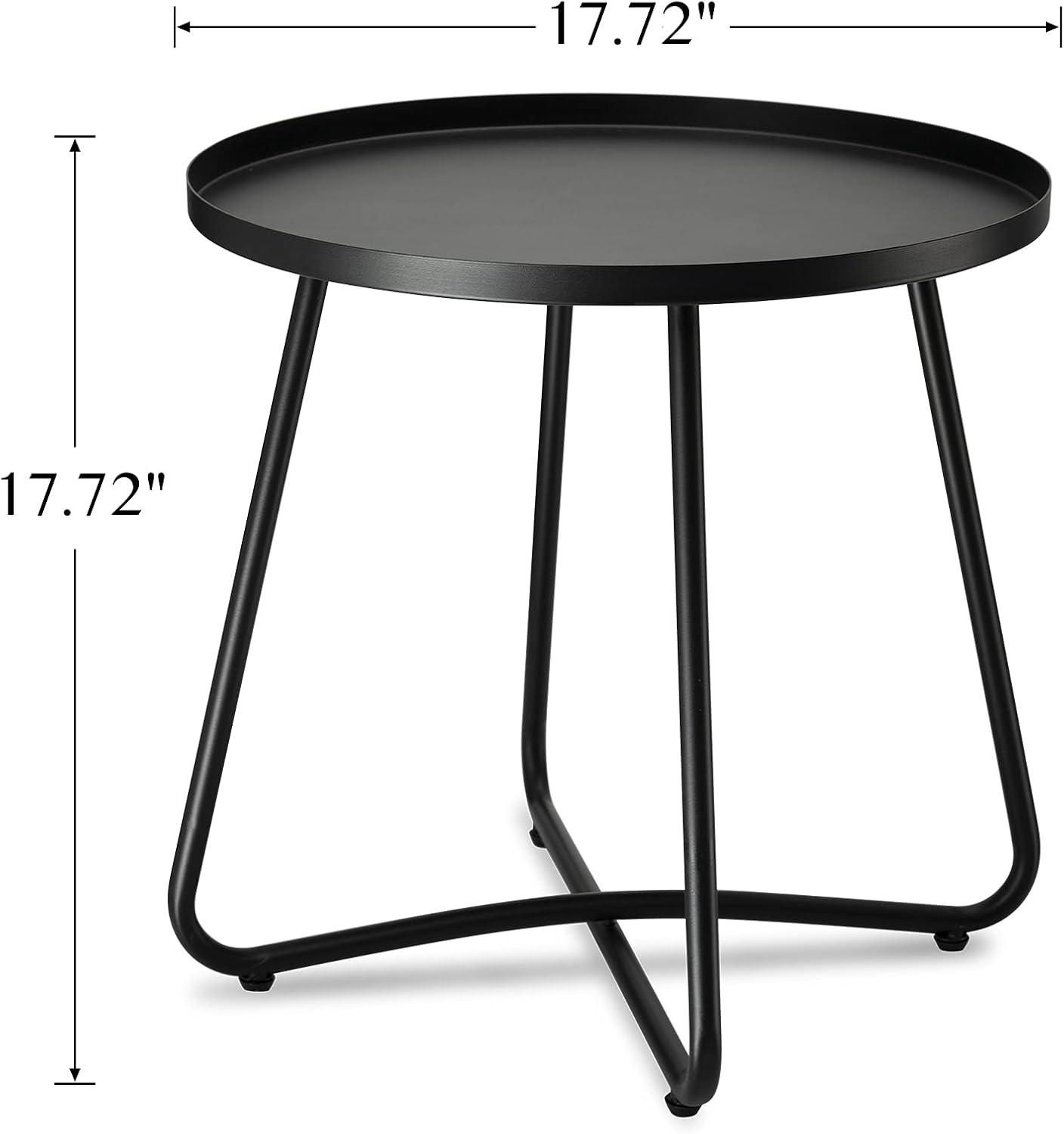 Black Round Metal Indoor/Outdoor End Table