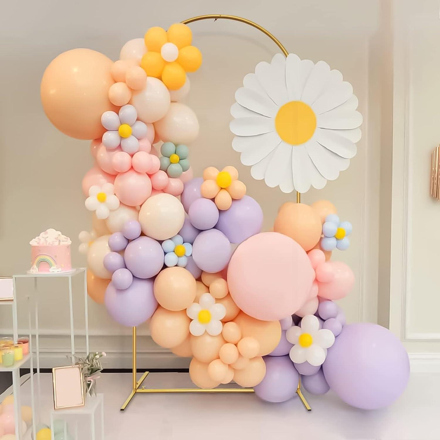 Gold Heart-Shaped Metal Wedding Arch with Square Base