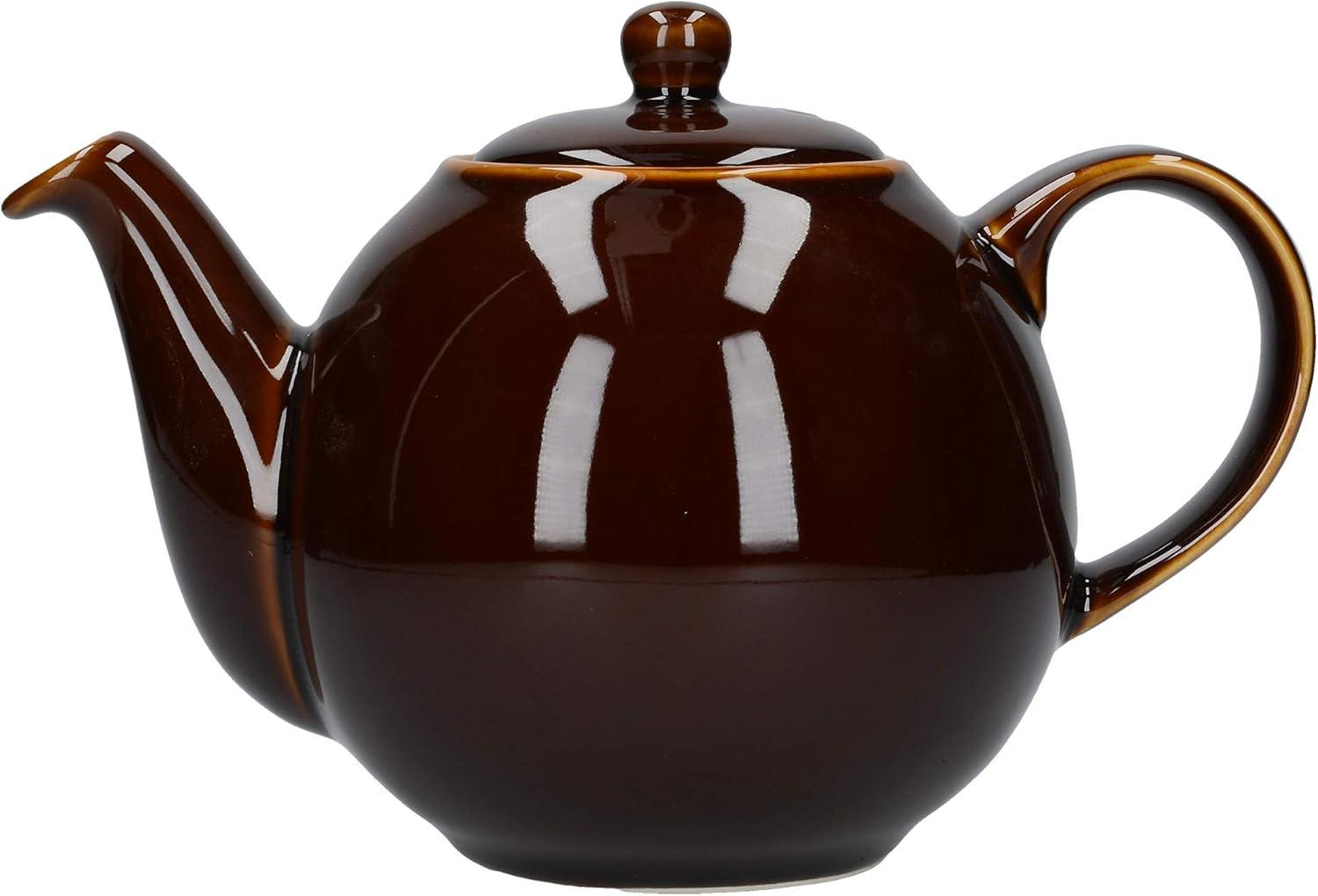Rockingham Brown Ceramic Globe Teapot with Strainer, 4 Cup