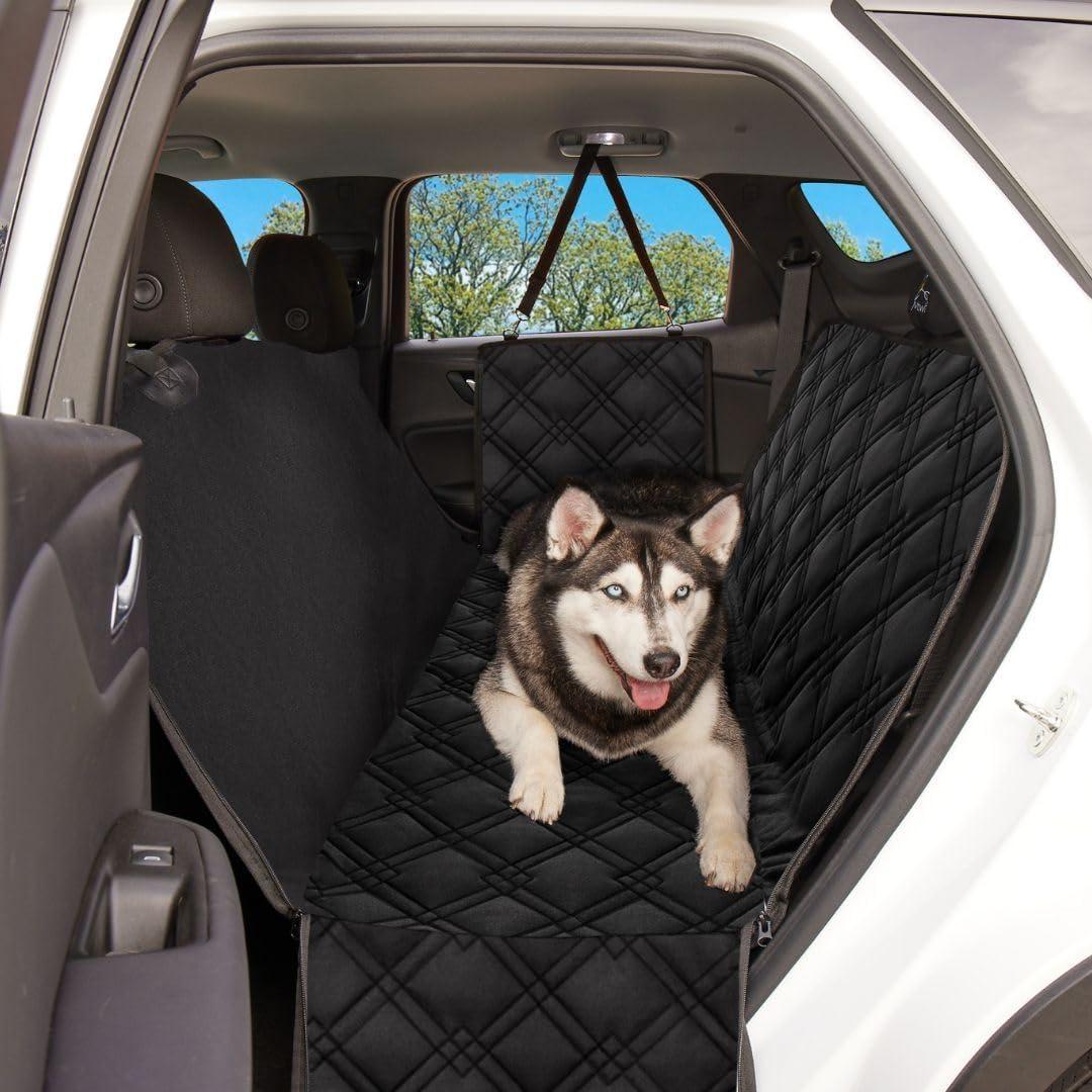 Meadowlark Hammock Pet Seat Cover with Seat Belt & 2 Headrest Protector, XL, Black, Waterproof