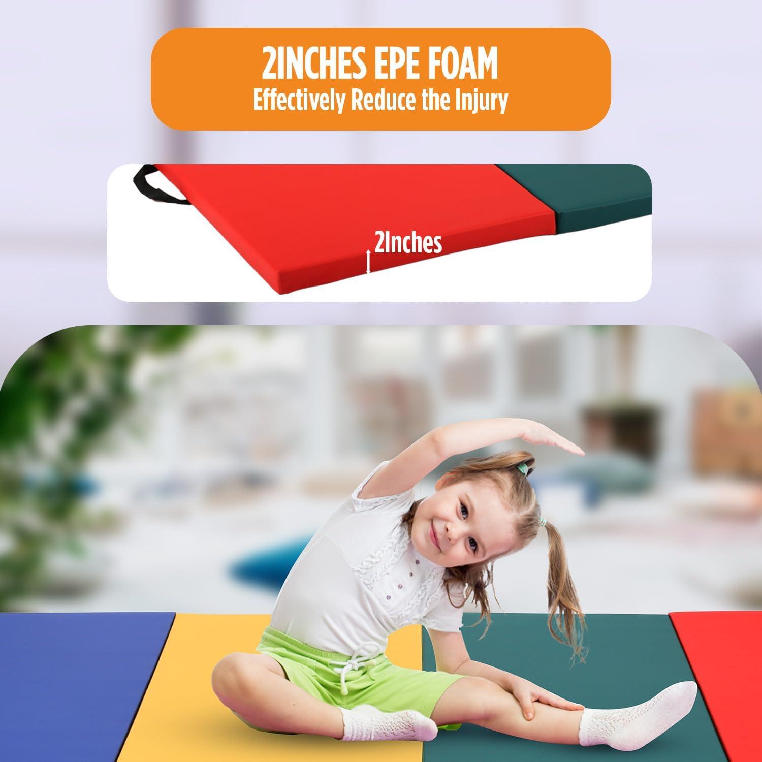 Gymnastics Mats Tumbling Mats Foldable Portable Gymnastics Exercise Mat Thick Gymnastics Tumbling Mats Exercise Pad Home Exercise Panel Mat With Carrying Handles