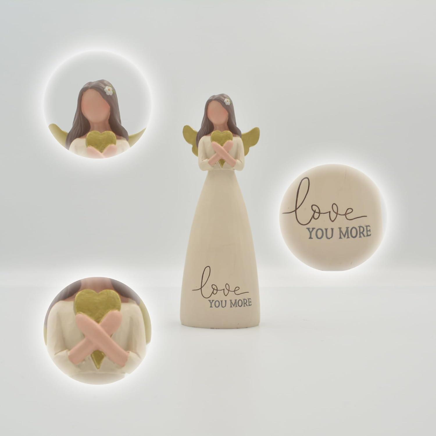 Soft Cream Resin Angel Figurine with Heart