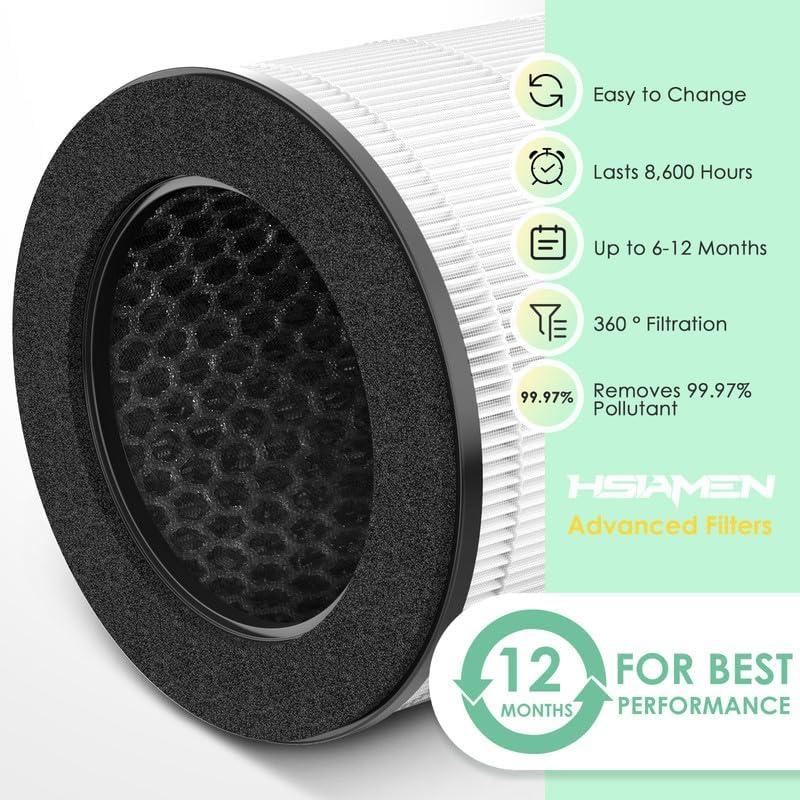 Compact White and Black HEPA Air Purifier Filter