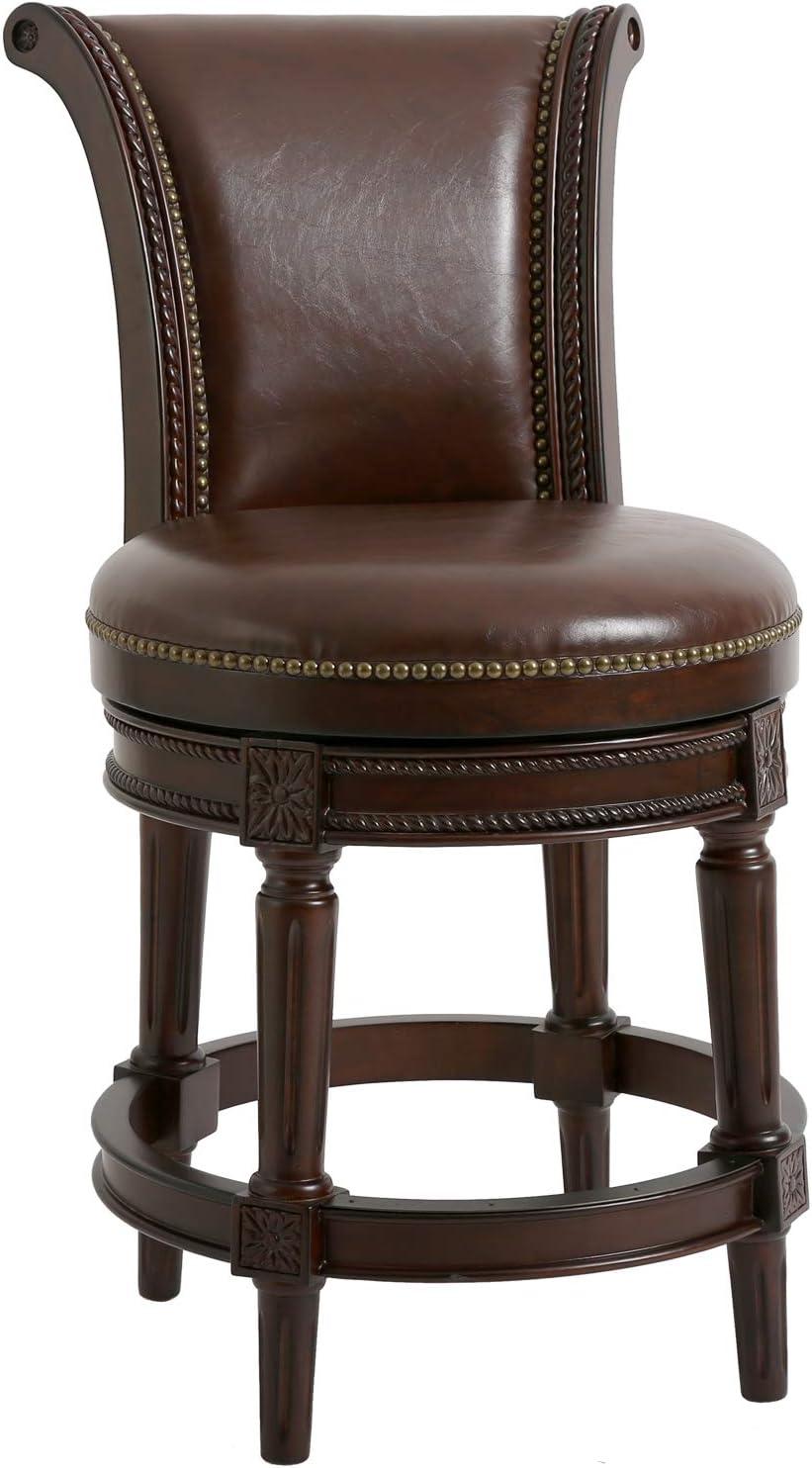 New Ridge Home Goods Chapman 26in. Wood Counter-Height Swivel Barstool with High-Back