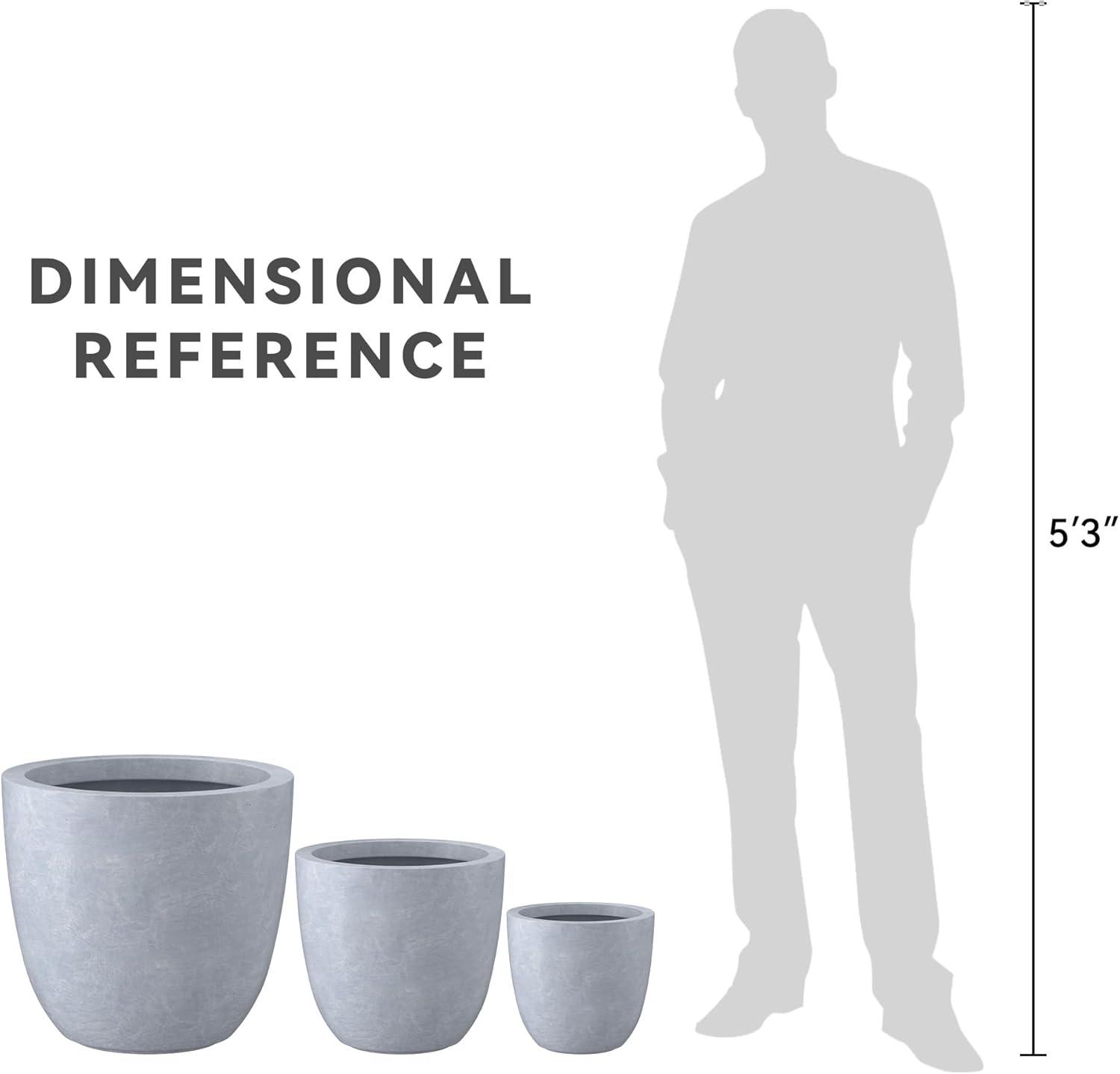 Set of 3 17" Kante Seamless Concrete Planters for Patio & Garden - Rosemead Home & Garden, Inc.