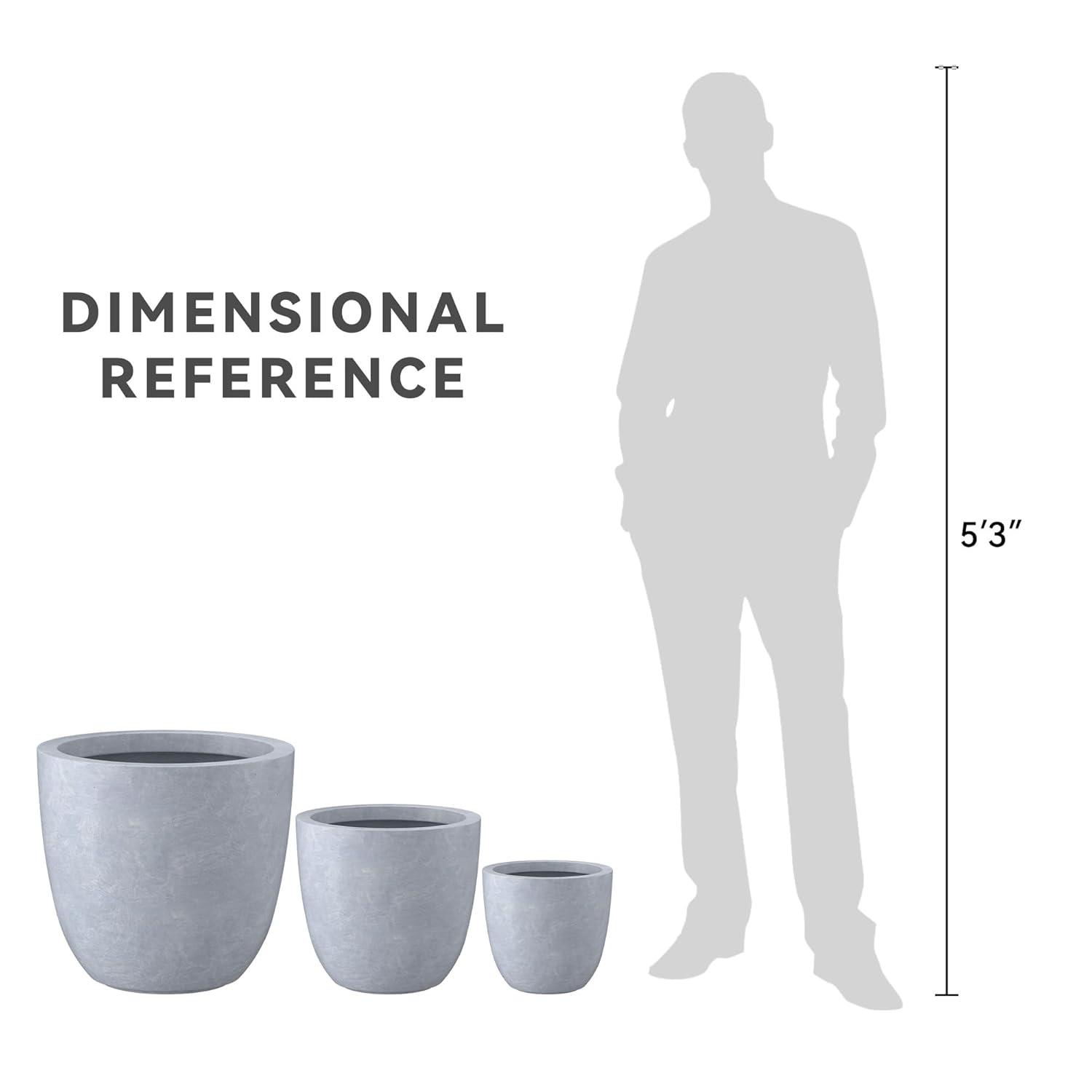 Set of 3 17" Kante Seamless Concrete Planters for Patio & Garden - Rosemead Home & Garden, Inc.