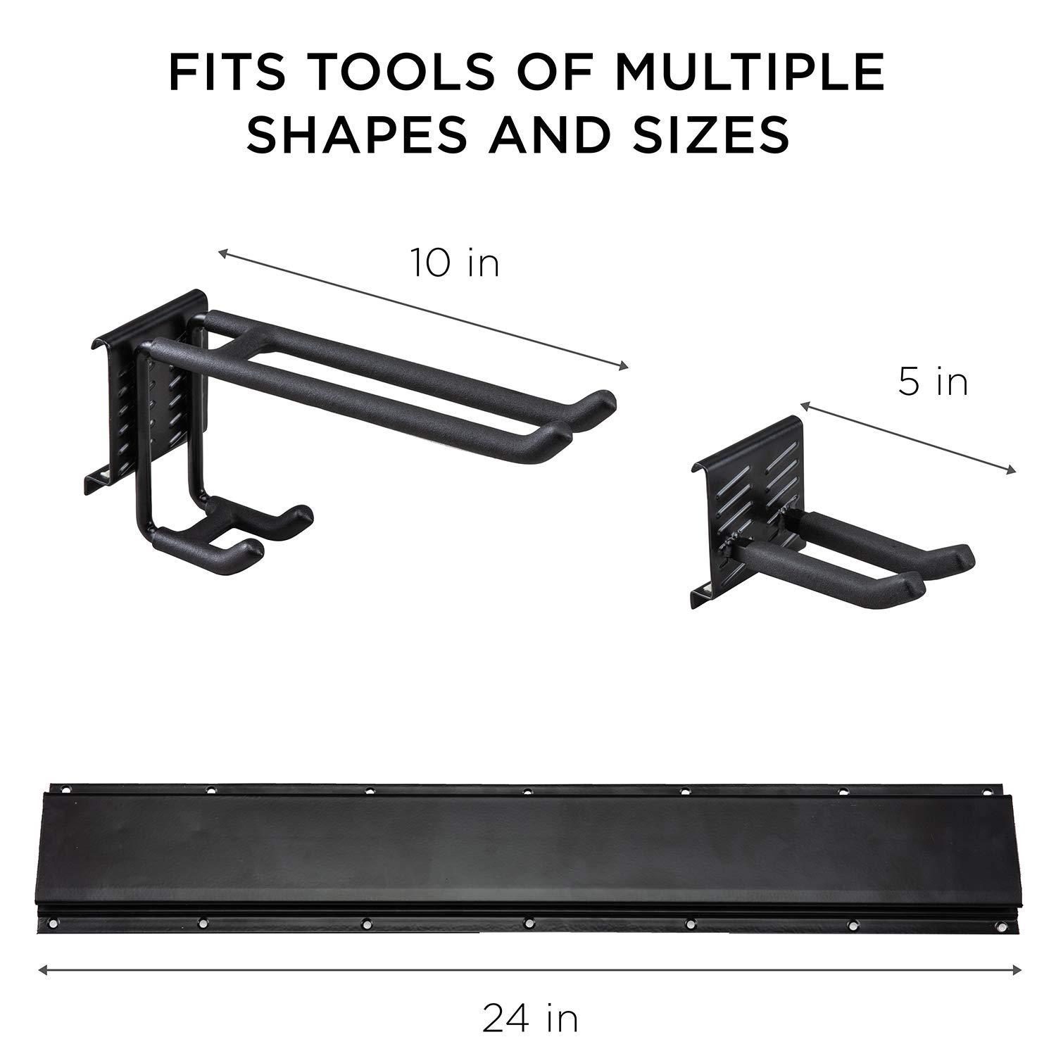 RaxGo Tool Storage Rack, 8 Piece Wall Mounted Garage Organizer for Broom, Mop, Rake Shovel & Tools