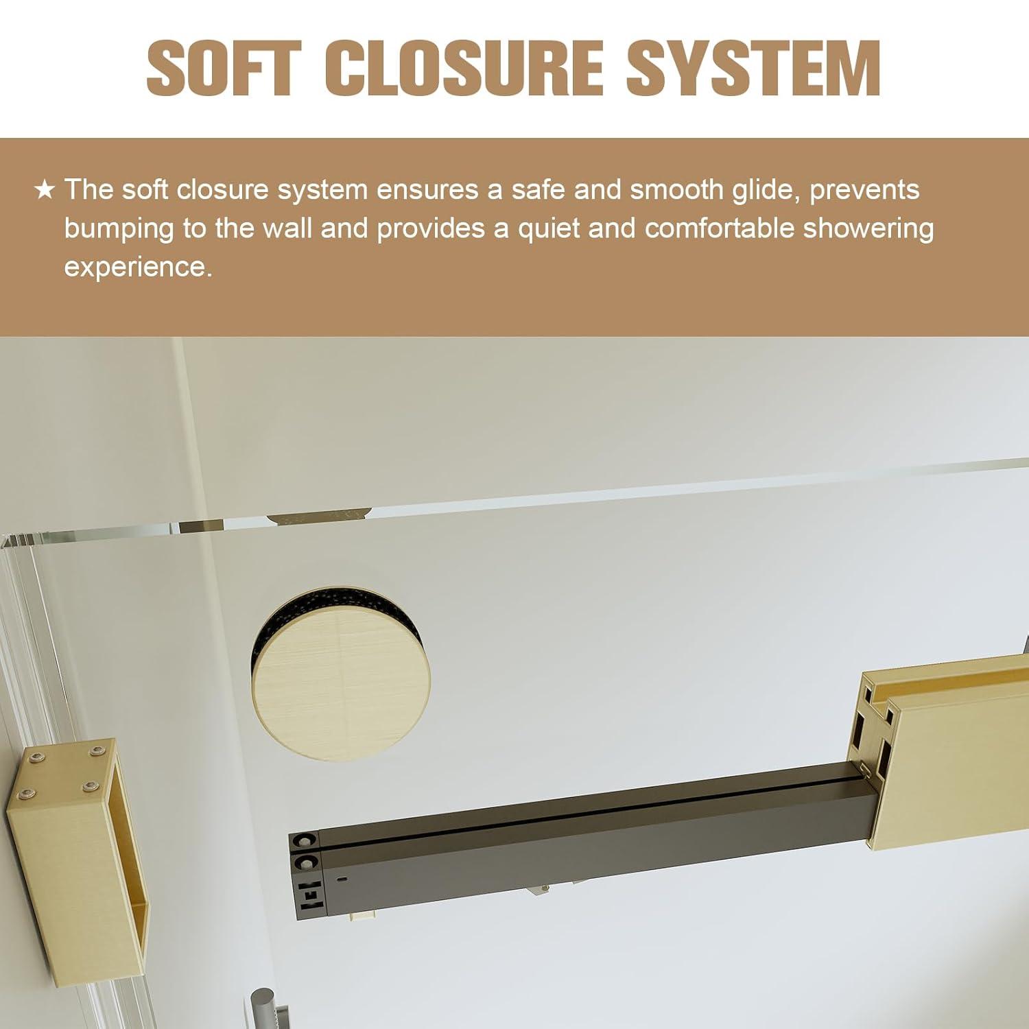 Dimorphos 56-60"W x 76"H Frameless Double Sliding Shower Door with 10mm Tempered Glass Door 11DD161822LL