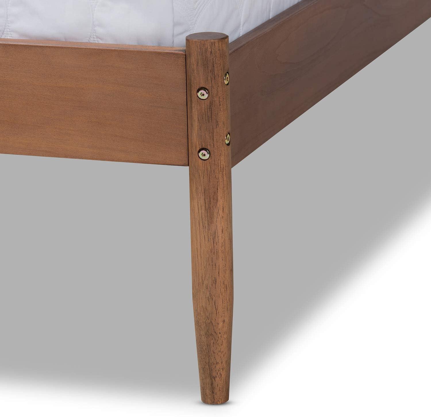 Baxton Studio Leanora Mid-Century Modern Ash Wanut Finished Full Size Wood Platform Bed