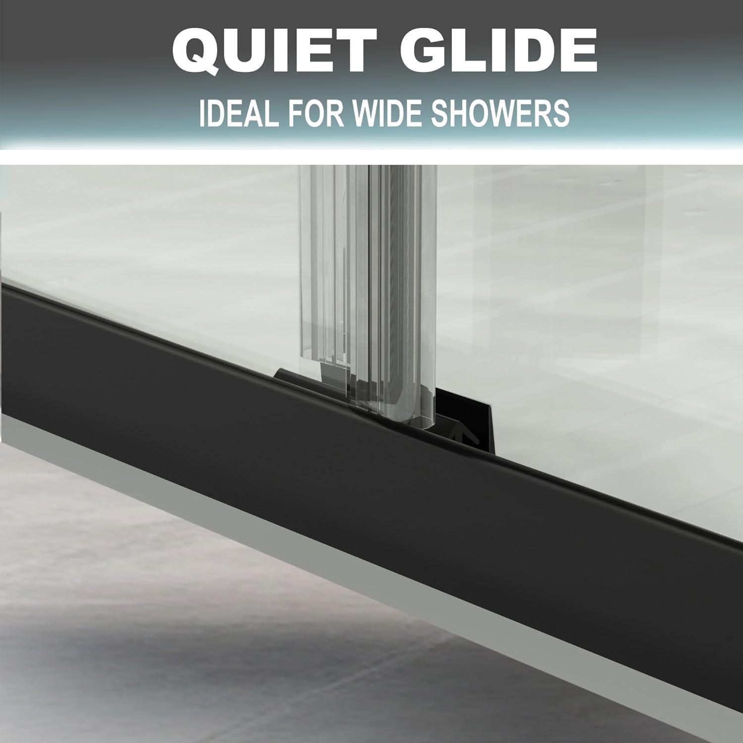 Matte Black Framed Sliding Shower Door with Clear Glass