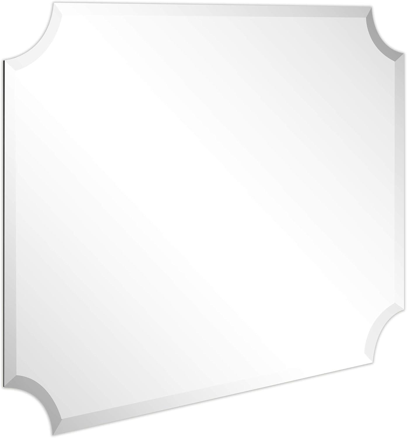 Empire Art Direct Frameless Rectangle Scalloped Beveled Wall Mirror - Clear 30 in. x 0.39 in. x 40 in.