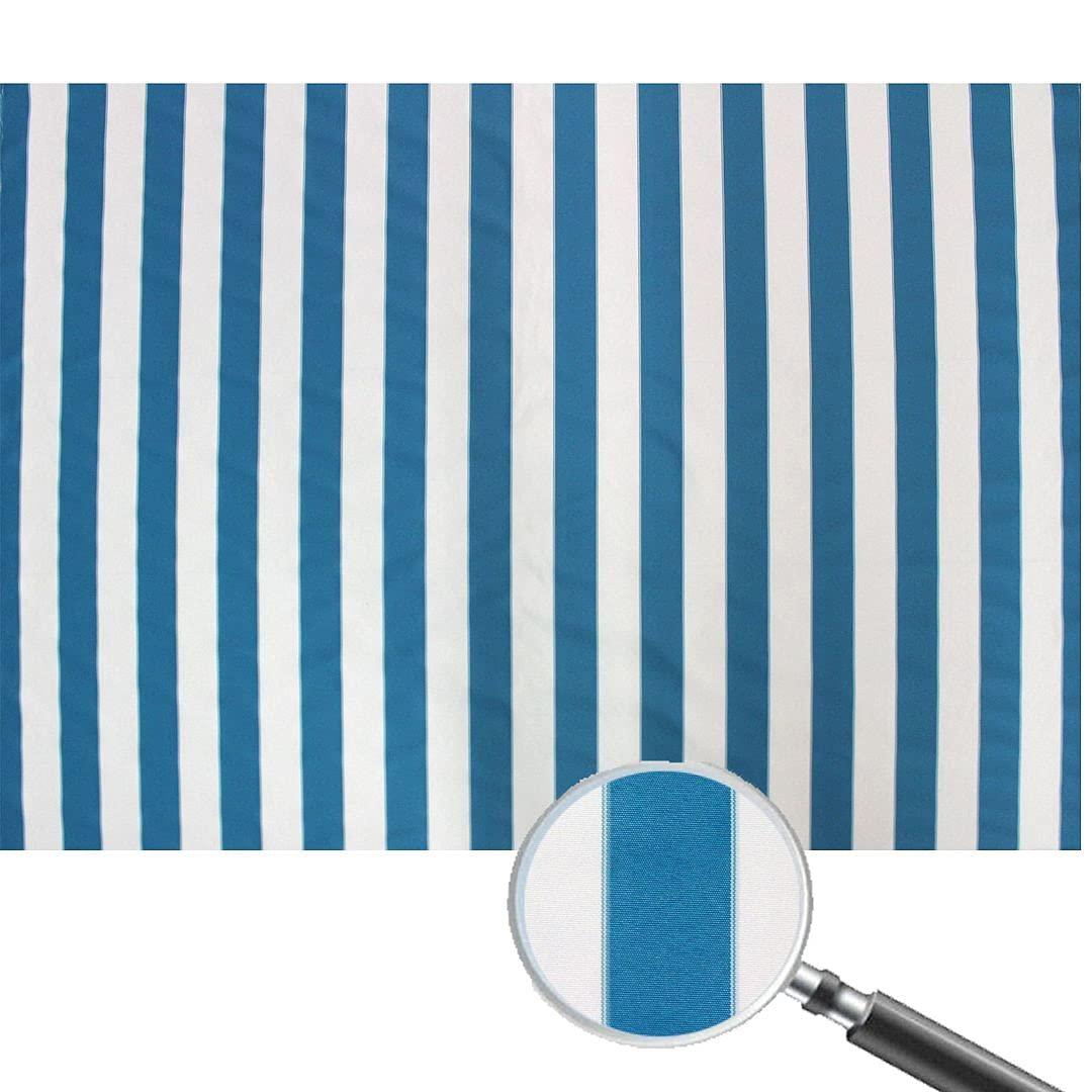STRIPE CANVAS AWNING FABRIC WATERPROOF OUTDOOR FABRIC 60" Blue / WHTE ( 1 yard)