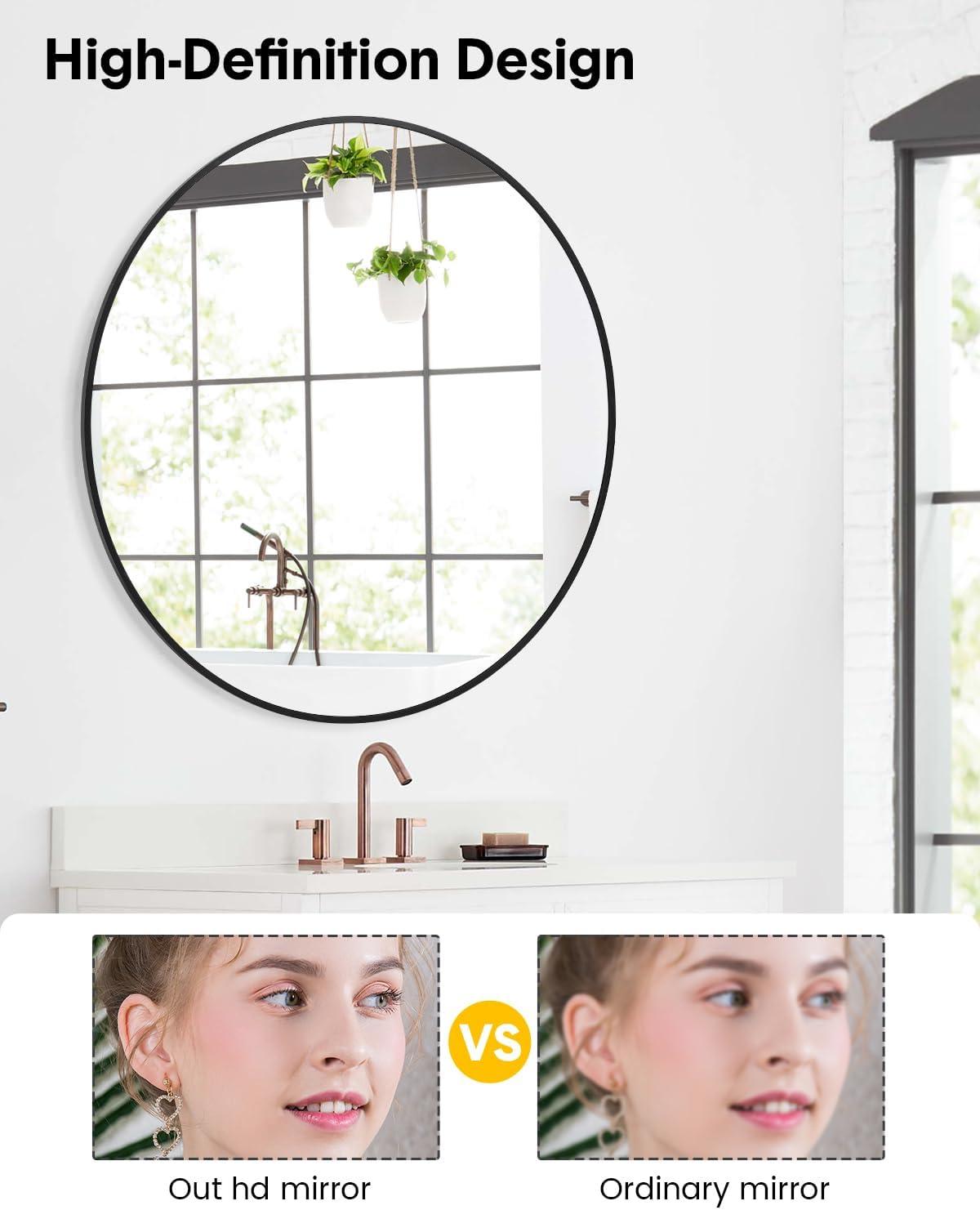 Kselythan Metal Framed Bathroom Mirror, Wall Mounted Bathroom Mirror Rounded Rectangle Vanity Mirrors for Over Sink Wall