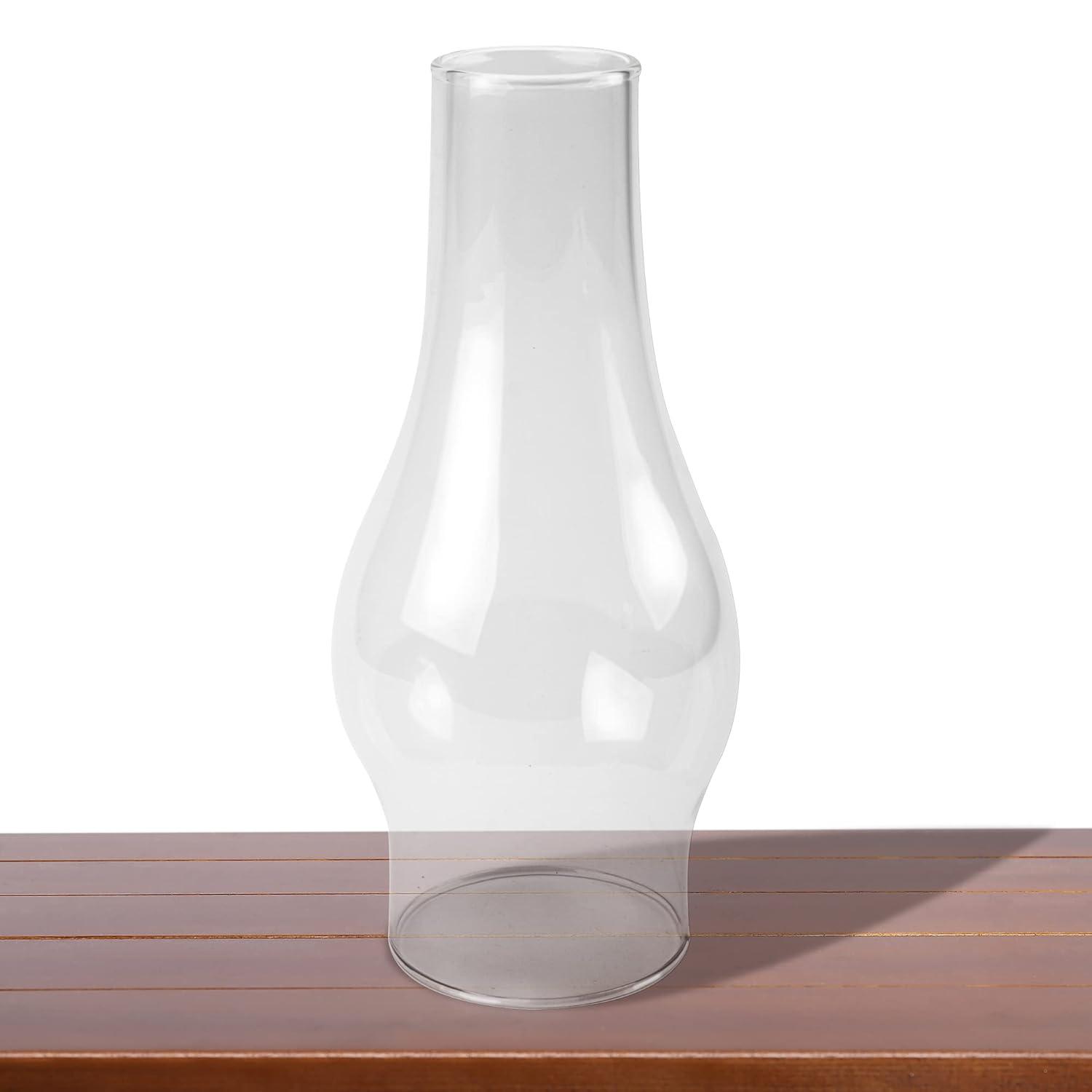 Oil Lamp Chimney Hurricane Lamp Glass Replacement Clear 3 Inch Base for Kerosene Lamp Shade(Flat Style 1P)