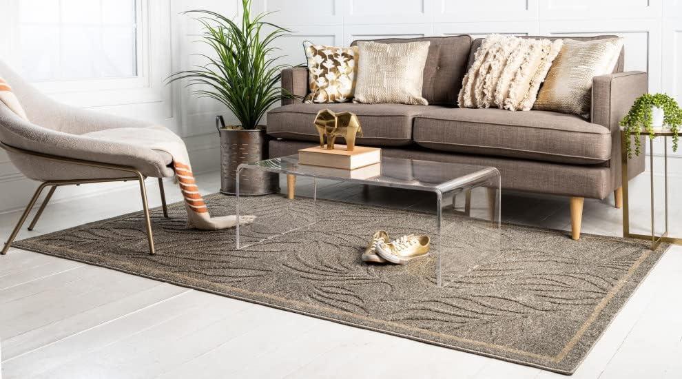 Unique Loom 6' 1 x 9' 0 Gray Outdoor Botanical Augusta Area Rug