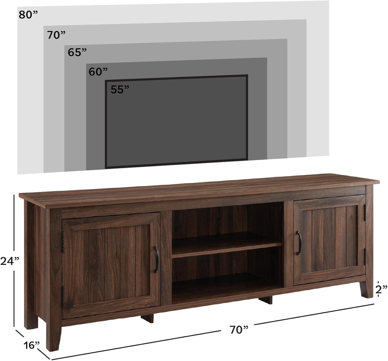 Walker Edison Farmhouse Grooved Door TV Stand for TVs up to 80", Dark Walnut