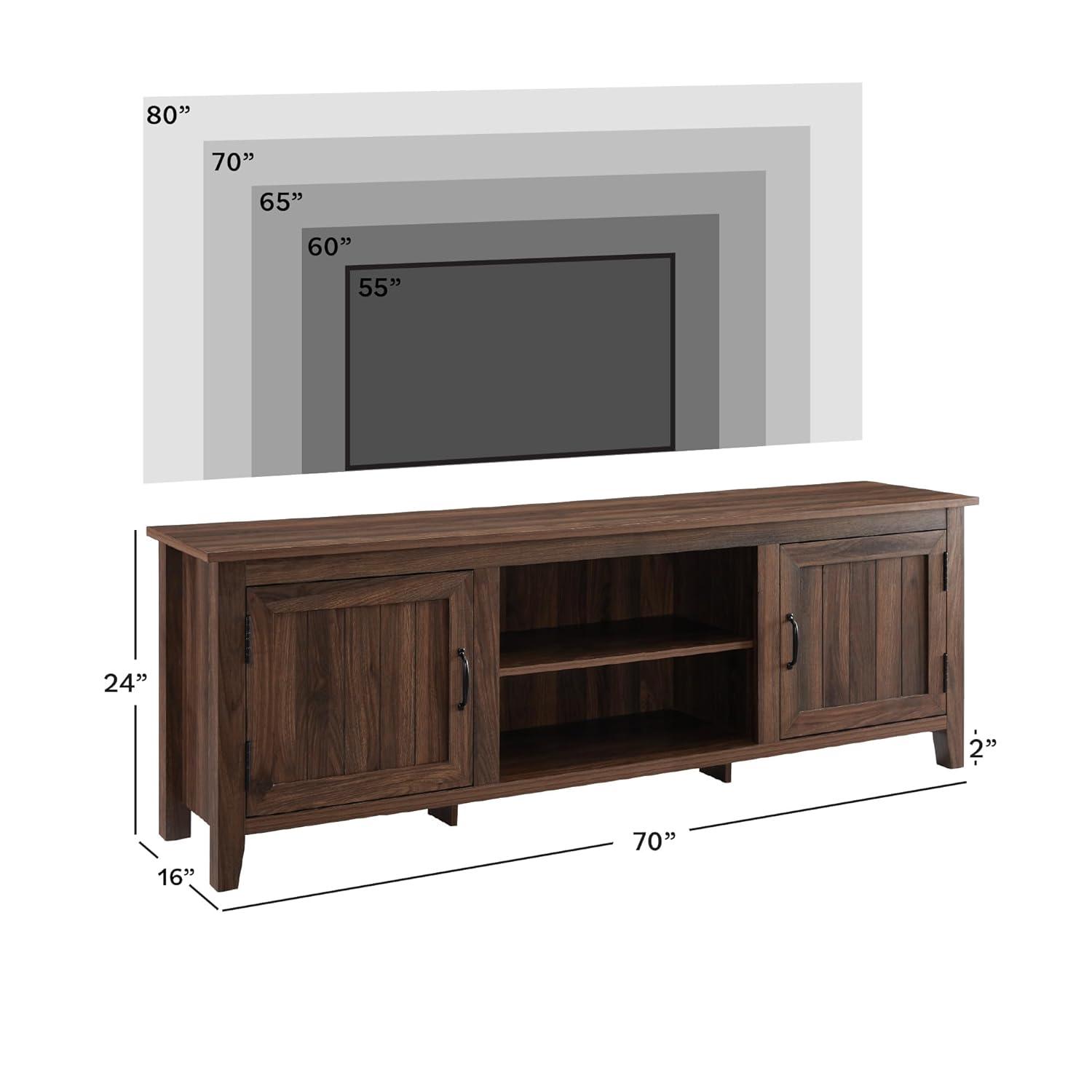 Walker Edison Farmhouse Grooved Door TV Stand for TVs up to 80", Dark Walnut