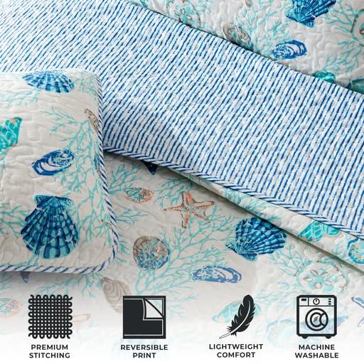 Great Bay Home Coastal Beach Reversible Quilt Set With Shams