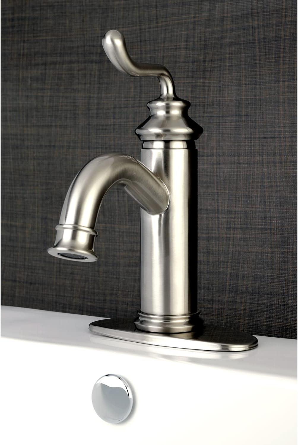 Kingston Brass Royale Single-Handle 1-Hole Deck Mount Bathroom Faucet with Push Pop-Up