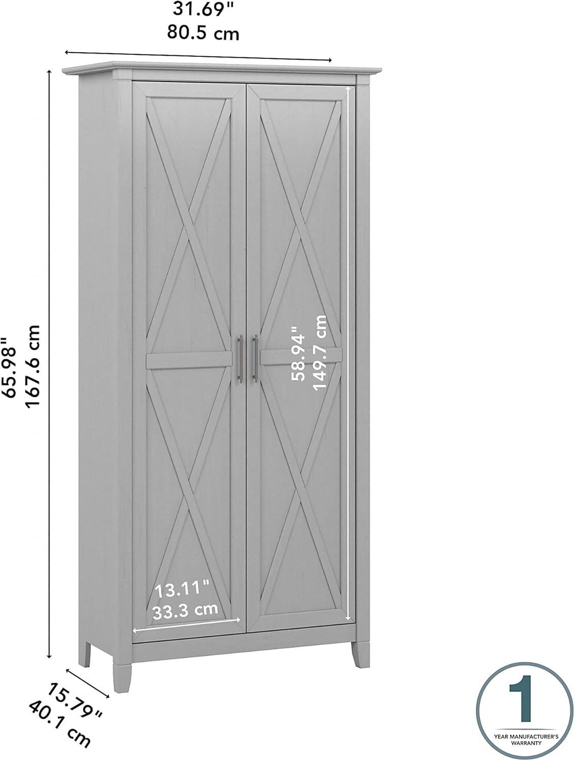 Key West Transitional 66" Cape Cod Gray Kitchen Pantry Cabinet