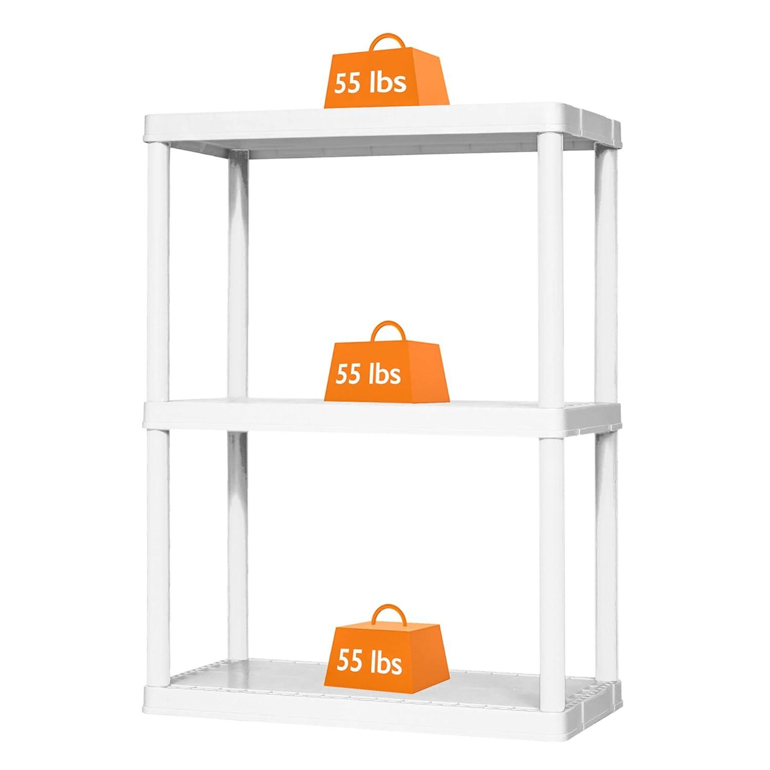 Gracious Living Gracious Living 3 Shelf Fixed Height Solid Light Duty Home Storage Unit
