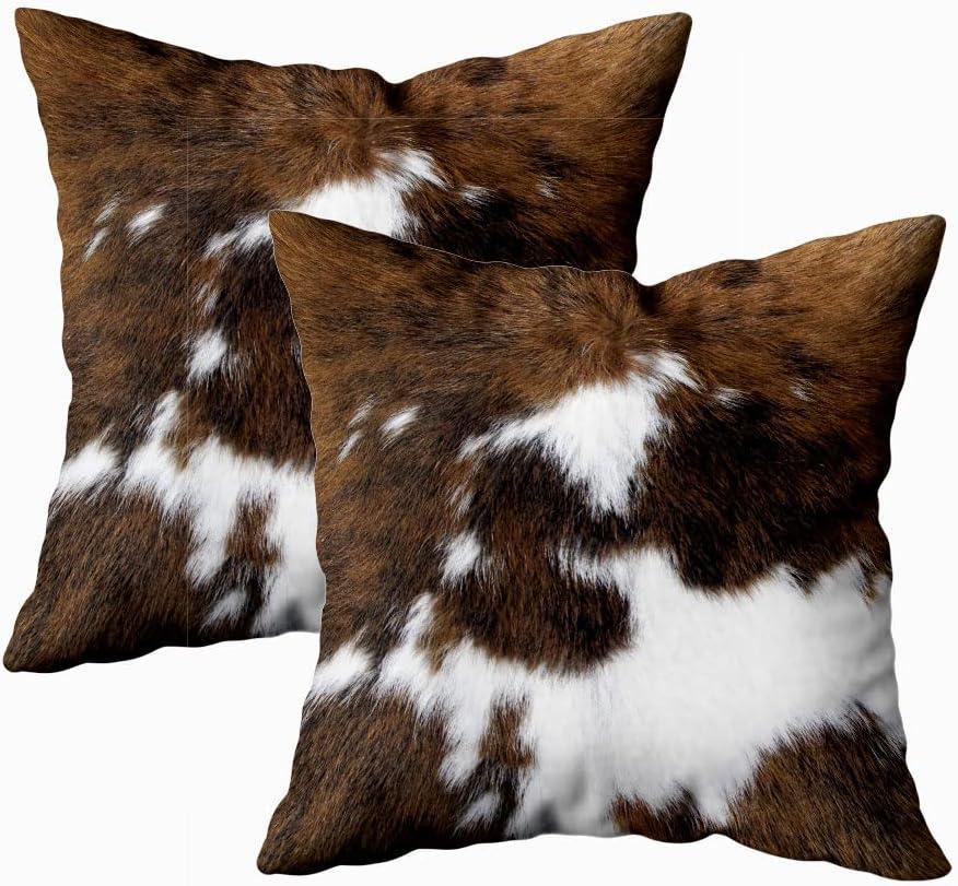 MAXAYA Pack Of 2 Throw Pillow Covers Christmas Cowhide Printing...