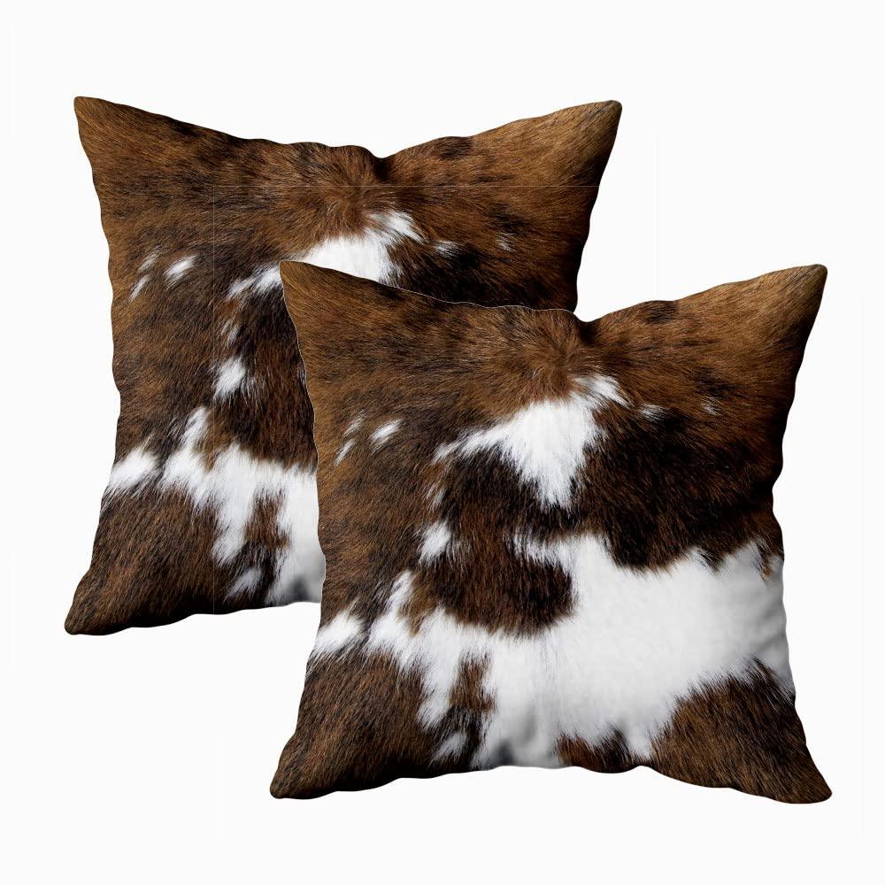 MAXAYA Pack Of 2 Throw Pillow Covers Christmas Cowhide Printing...
