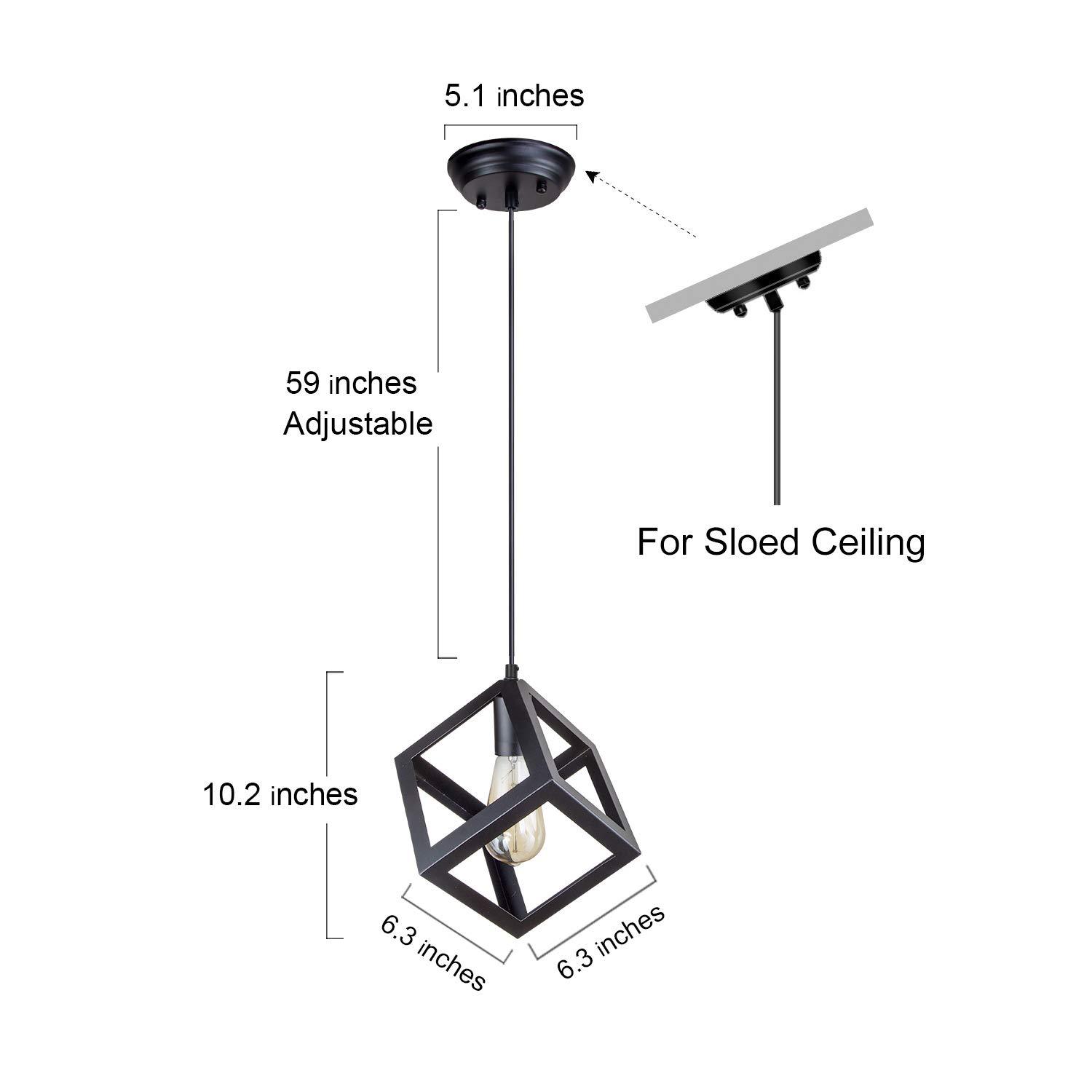 1-Light Matte Black Modern/Contemporary Geometric LED Mini Kitchen Island Light, Kitchen Island Chandeliers Light for Dining Room, Kitchen Island, Bedroom