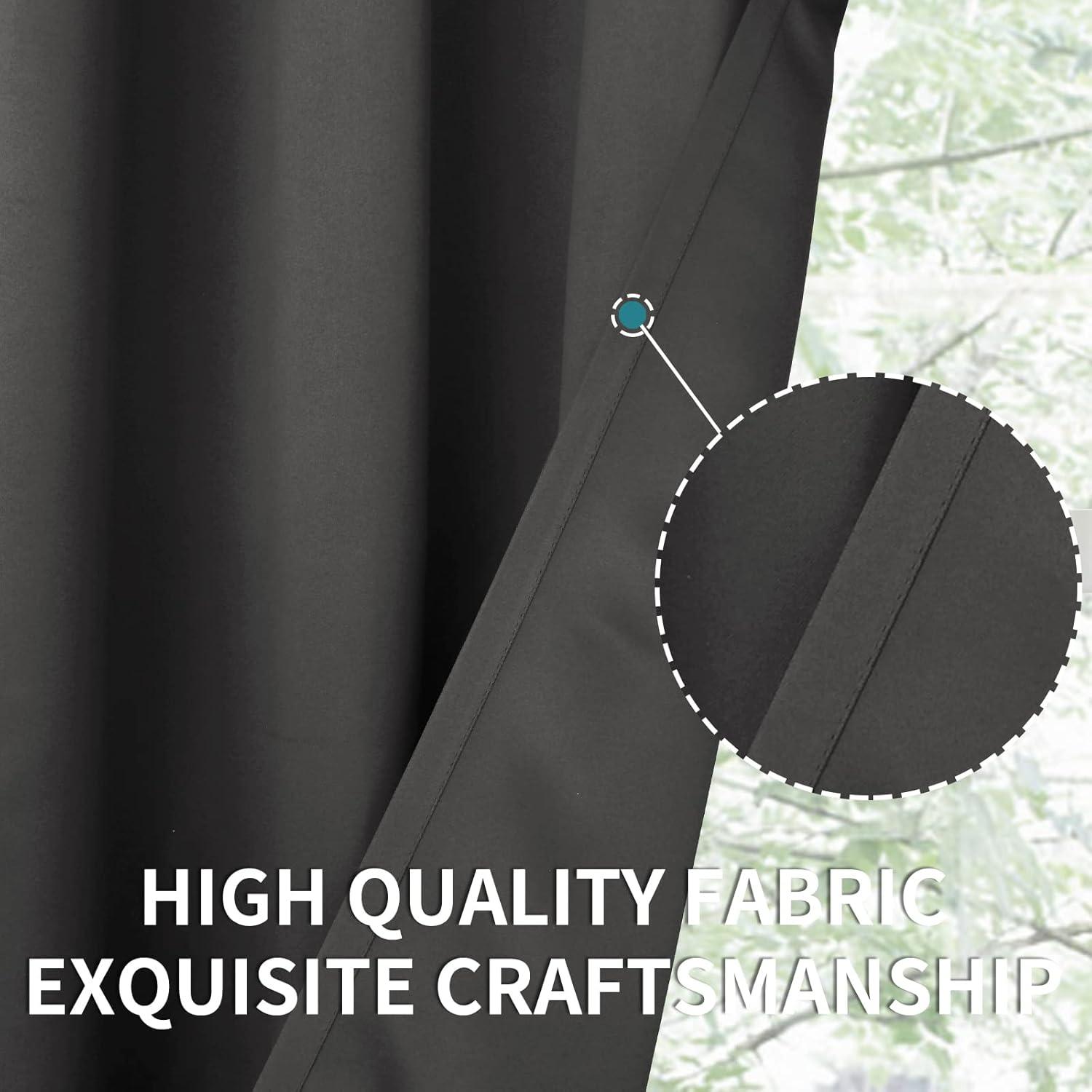 ChrisDowa Grommet Blackout Curtains for Bedroom and Living Room - 2 Panels Set Thermal Insulated Room Darkening Curtains (Dark Grey, 42 x 63 Inch)