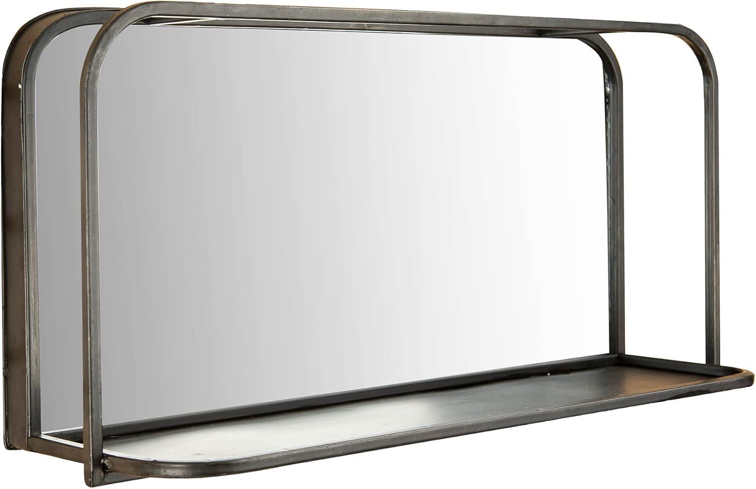 Creative Co-Op Rectangle Metal Framed Wall Mirror with Shelf, Black