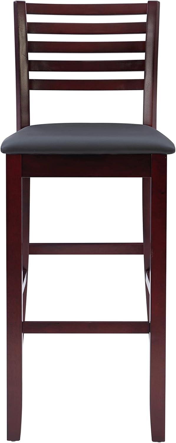 30" Torino Padded Seat Ladder Back Barstool Upholstered Seat - Espresso Wood - Linon