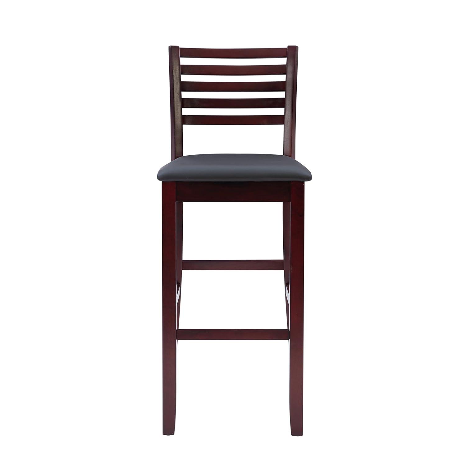 30" Torino Padded Seat Ladder Back Barstool Upholstered Seat - Espresso Wood - Linon