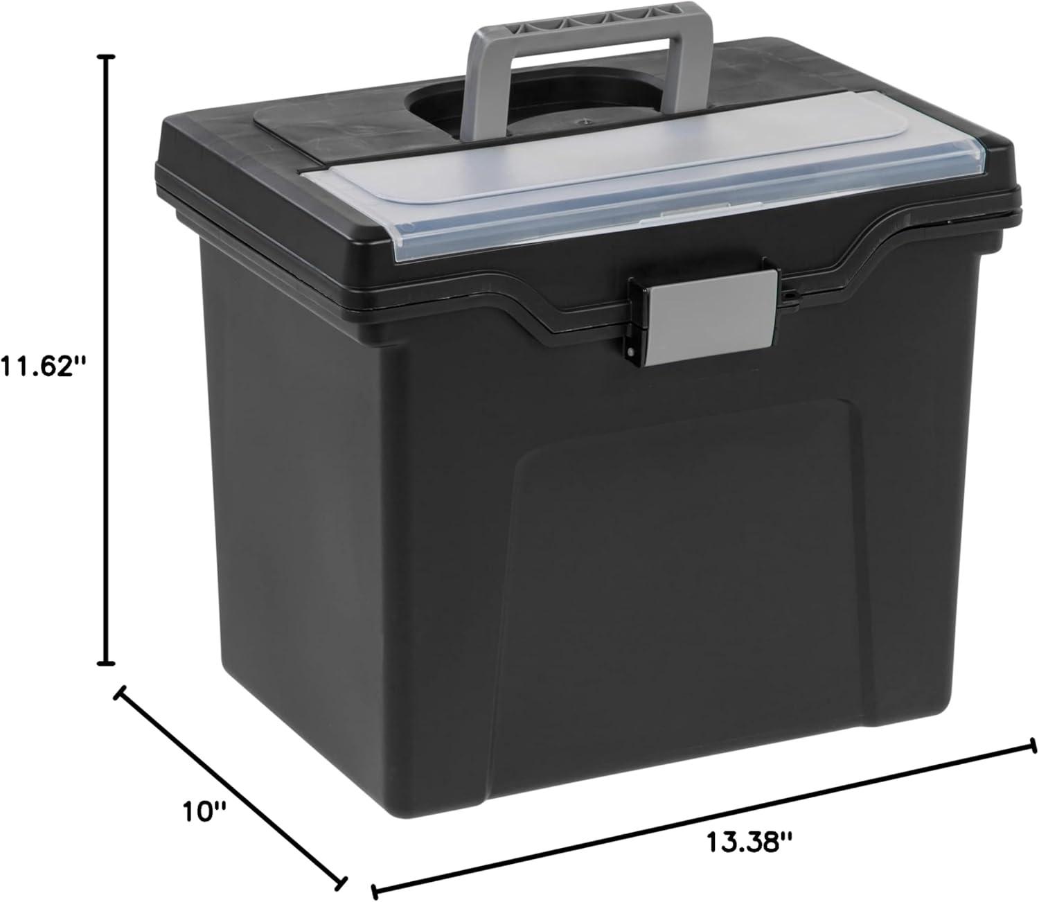 Office Depot Large Mobile File Box, Letter Size, 11 5/8in.H x 13 3/8in.W x 10in.D, Black/Silver, 110987