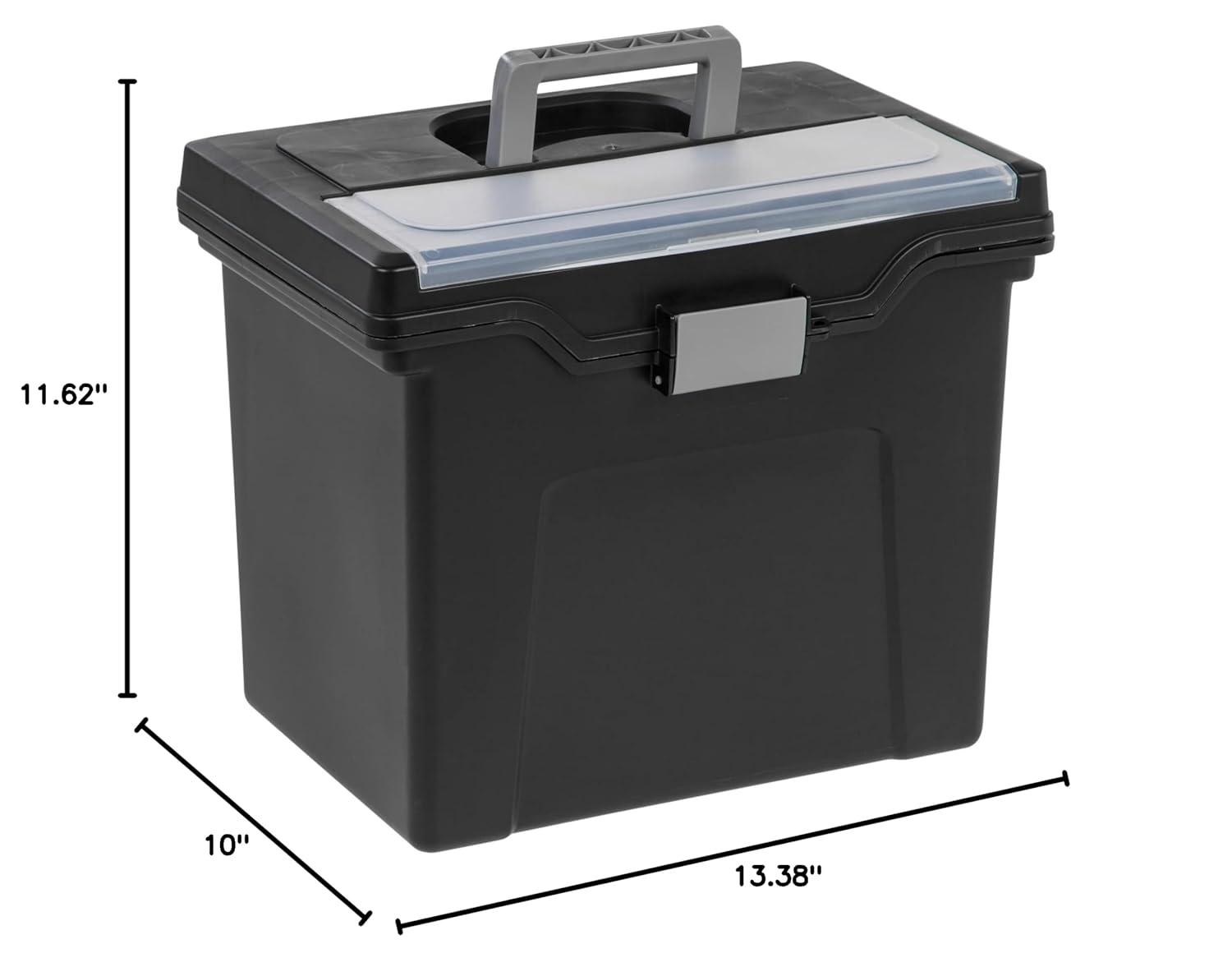 Office Depot Large Mobile File Box, Letter Size, 11 5/8in.H x 13 3/8in.W x 10in.D, Black/Silver, 110987