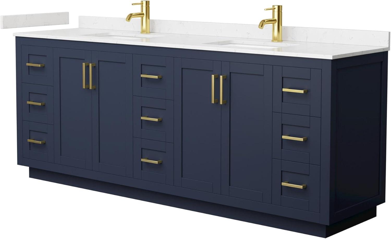 Wyndham Collection Miranda 84" Freestanding Double Bathroom Vanity with Cultured Marble Top & Reviews | Wayfair