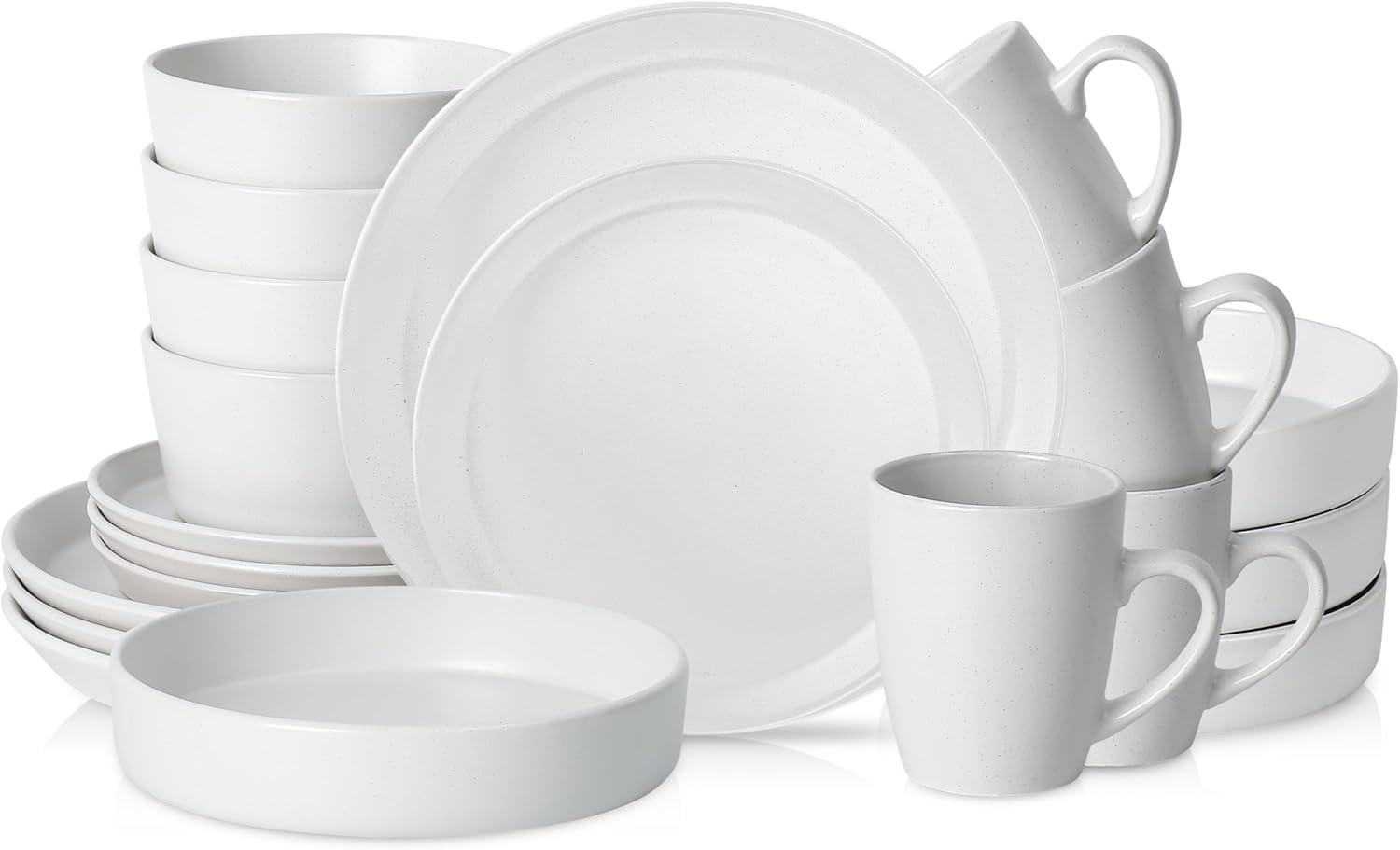 White Speckled Ceramic 20-Piece Dinnerware Set