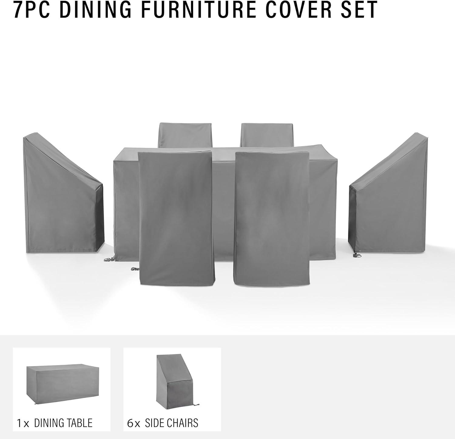 Gray Heavy-Duty Vinyl 7-Piece Outdoor Furniture Cover Set