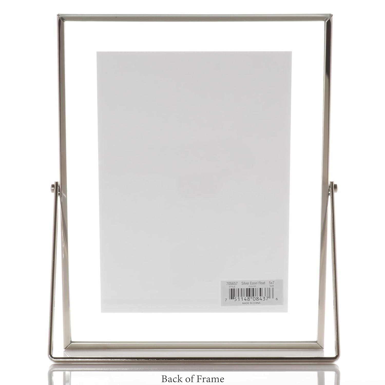 5x7 Silver Metal Easel Float Picture Frame
