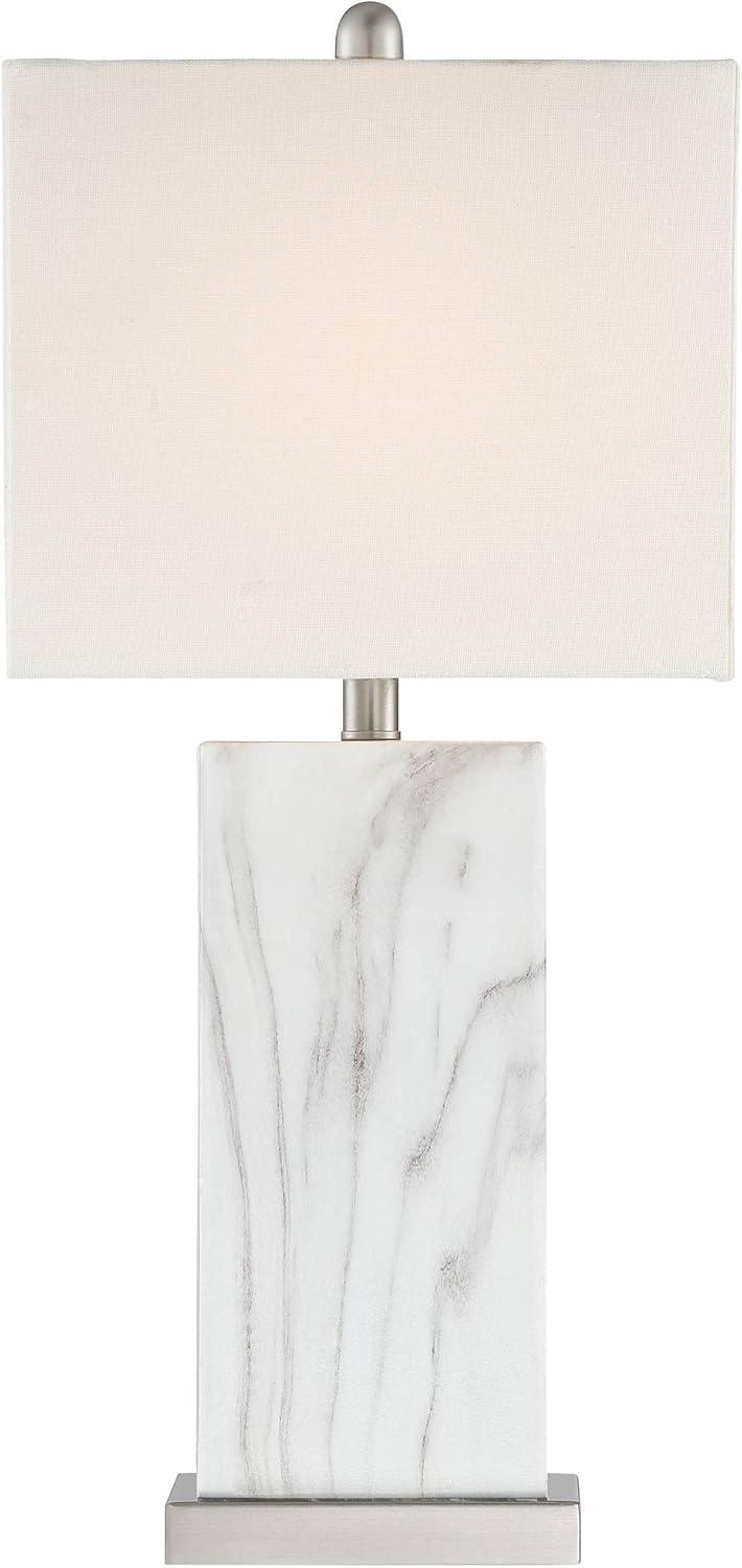 Connie 27'' White Faux Marble Modern Table Lamps with USB Ports, Set of 2