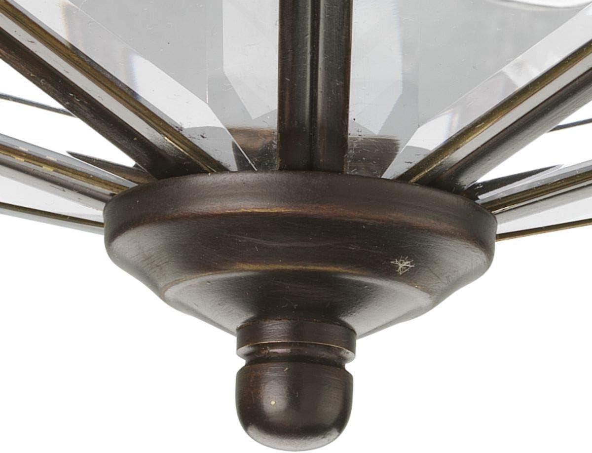 Progress Lighting Richmond Hill 4-Light Flush Mount, Antique Bronze, Clear Beveled Glass, Resin Material, Traditional Styling