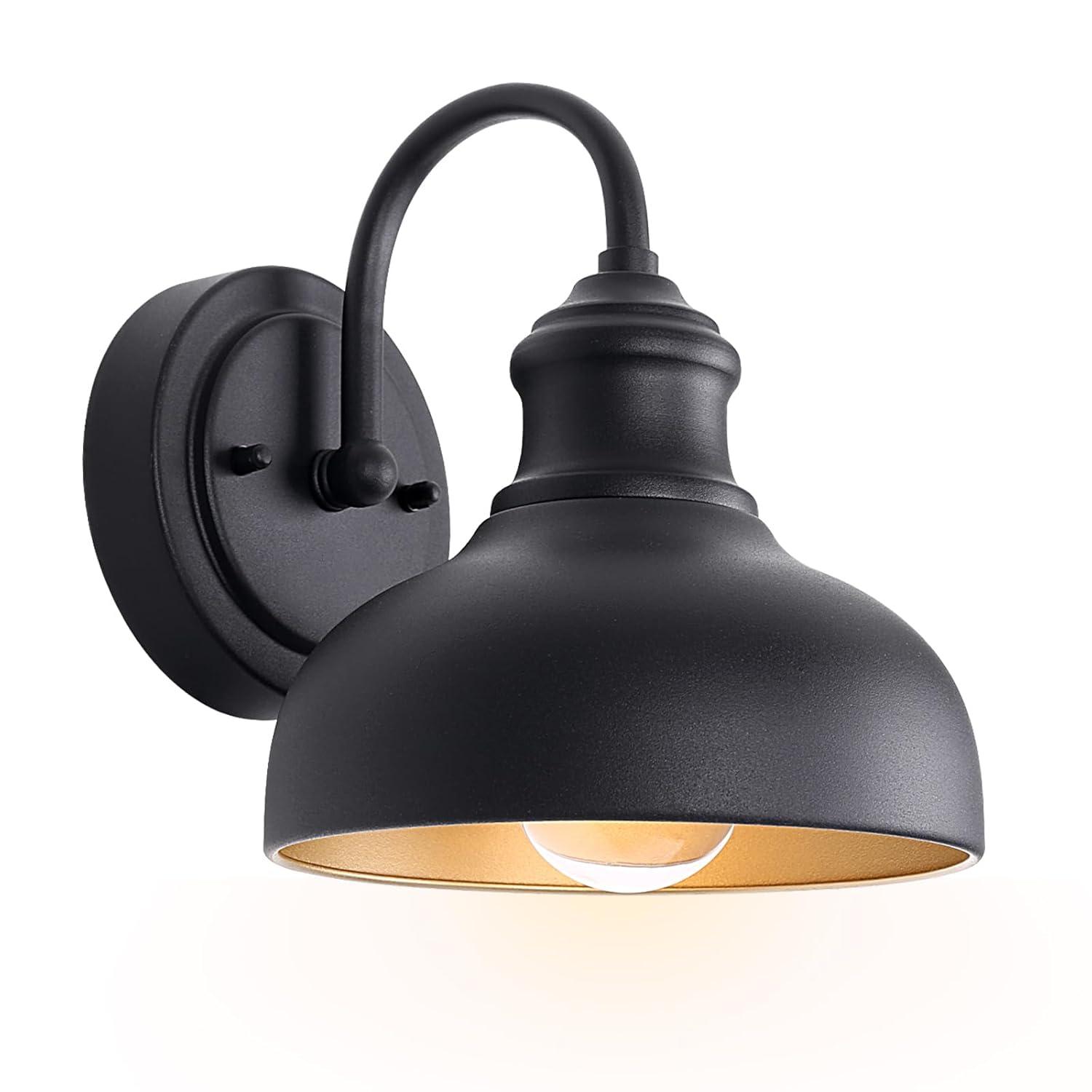 GOALPLUS Black Outdoor Gooseneck Light for Barn, Small Farmhouse Exterior Light Fixtures